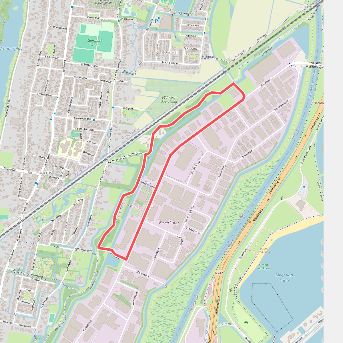 Rode lunchwandelroute, noordelijk deel