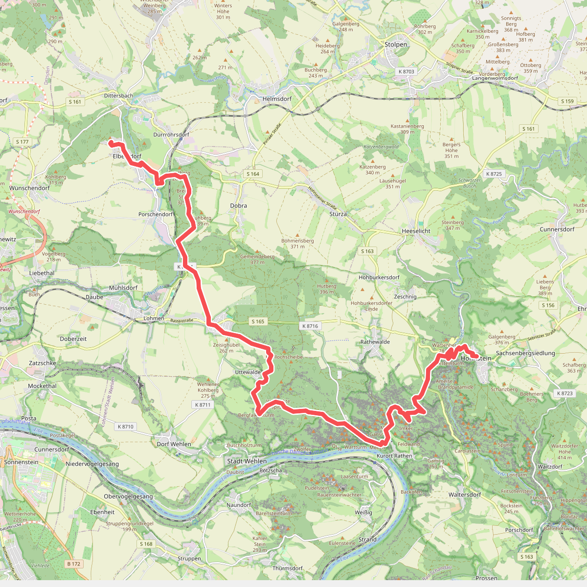 Wanderweg Hohnstein-Schöne Höhe