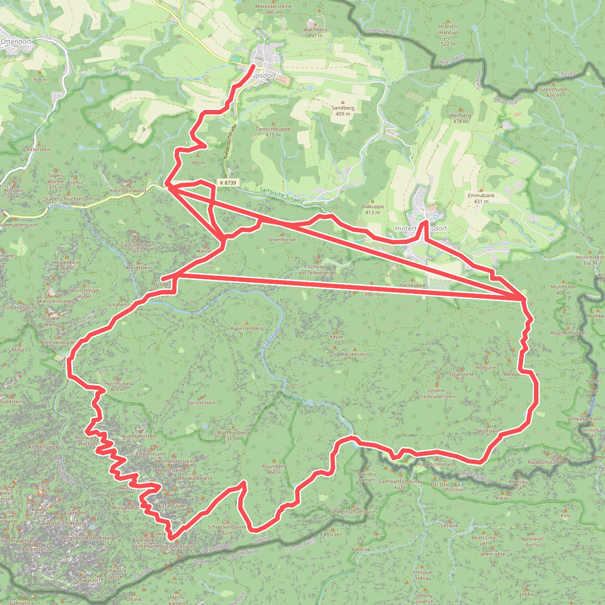 Grüner Strich, Sächsische Schweiz (rechtselbisch)