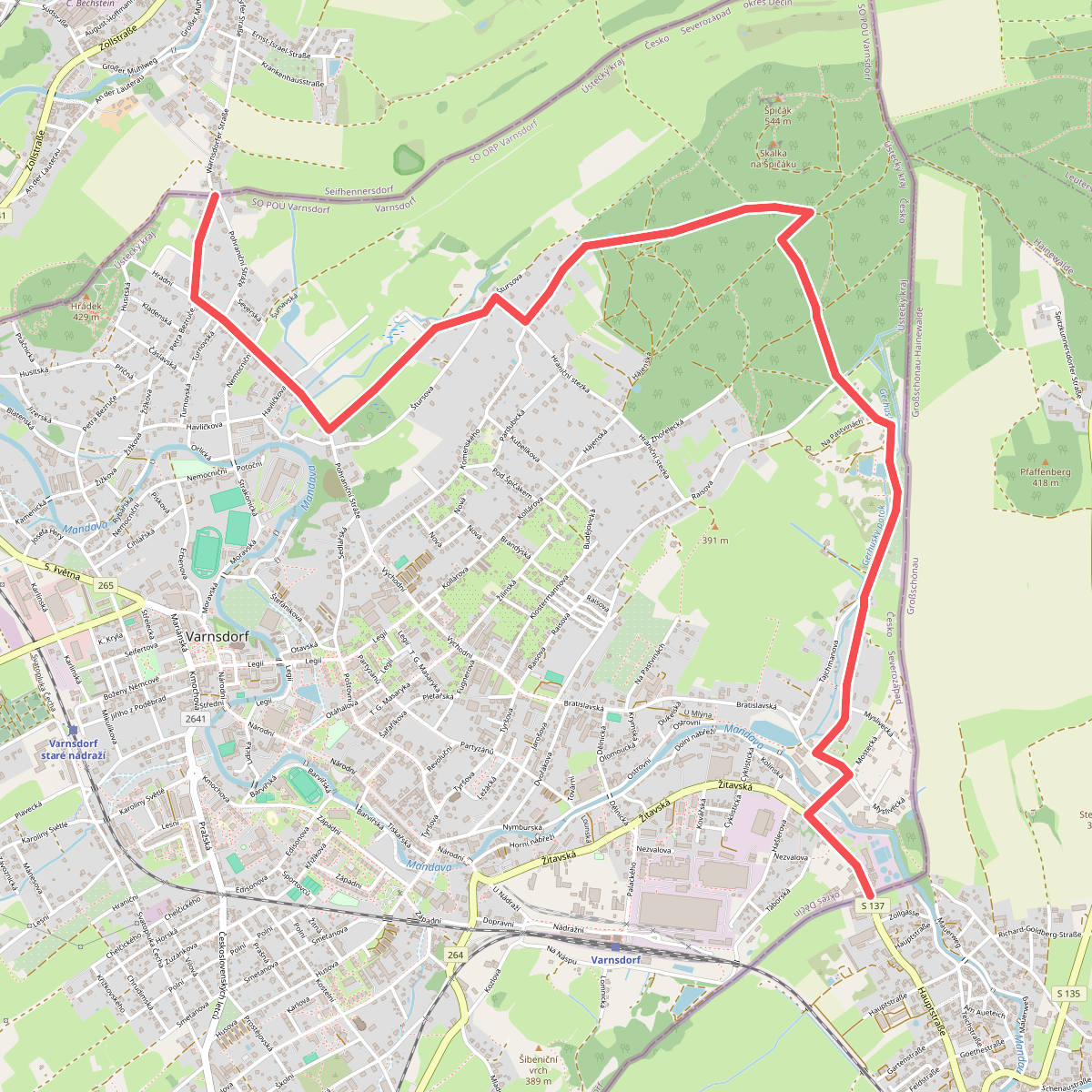 [Ž] Varnsdorf (Grosschonaw, CZ/D) - Hrádek (hranice CZ/D)