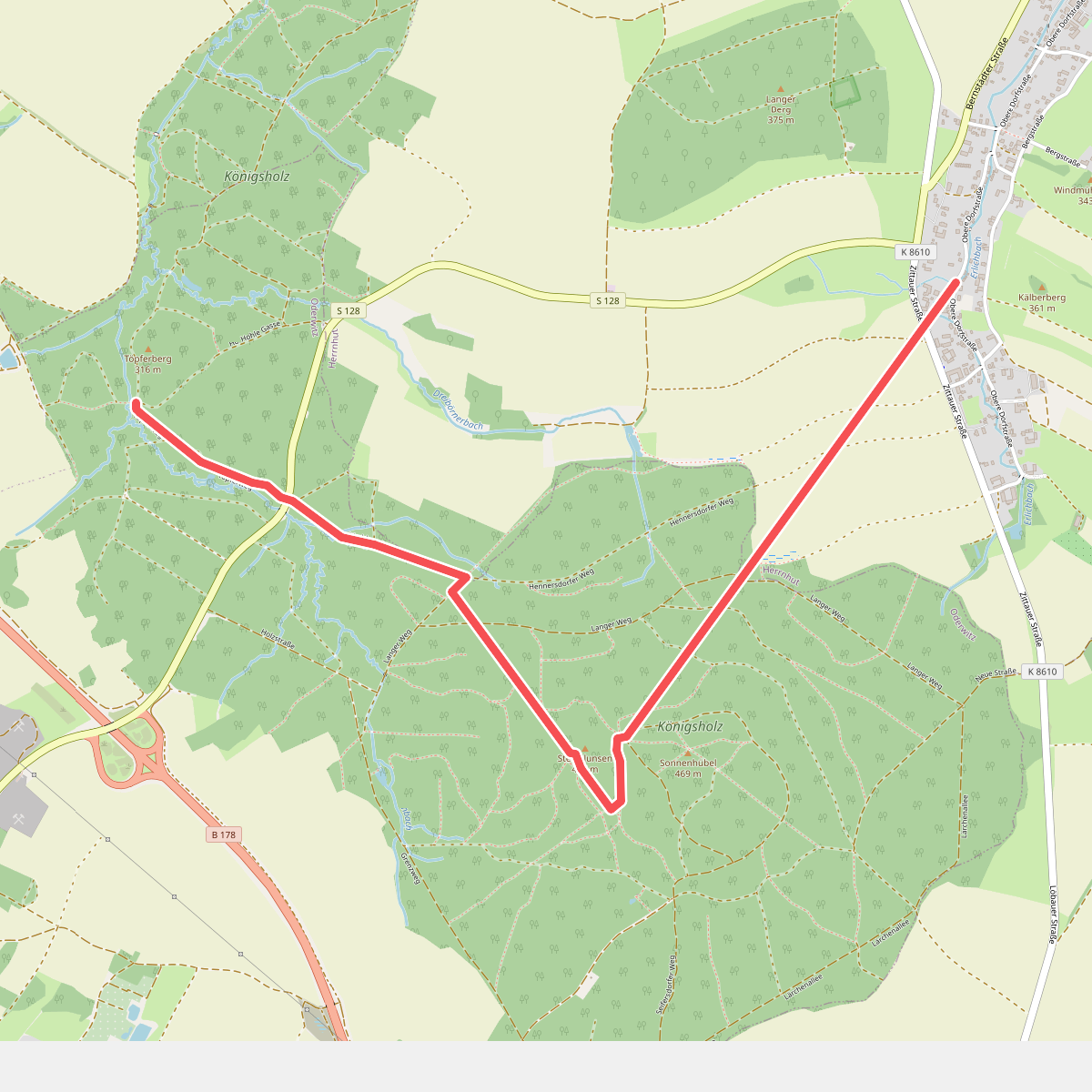 Königsholz: Batzenhütte - Sonnenhübel (grüner Strich)