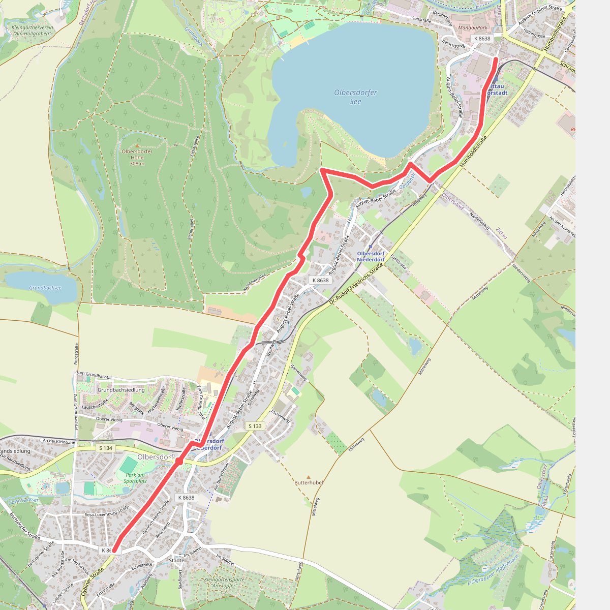 Zittau - Vorstadt - Olbersdorf (grüner Punkt)