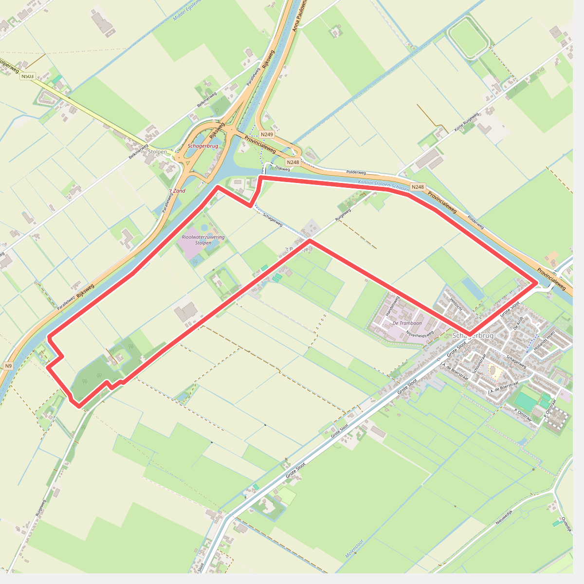 Blauwe route vanaf startpunt Schagerbrug