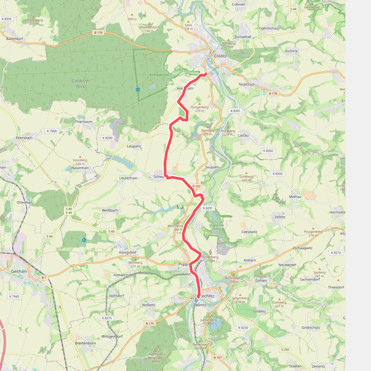 Wanderweg Rochlitz – Schwarzbach (– Colditz)