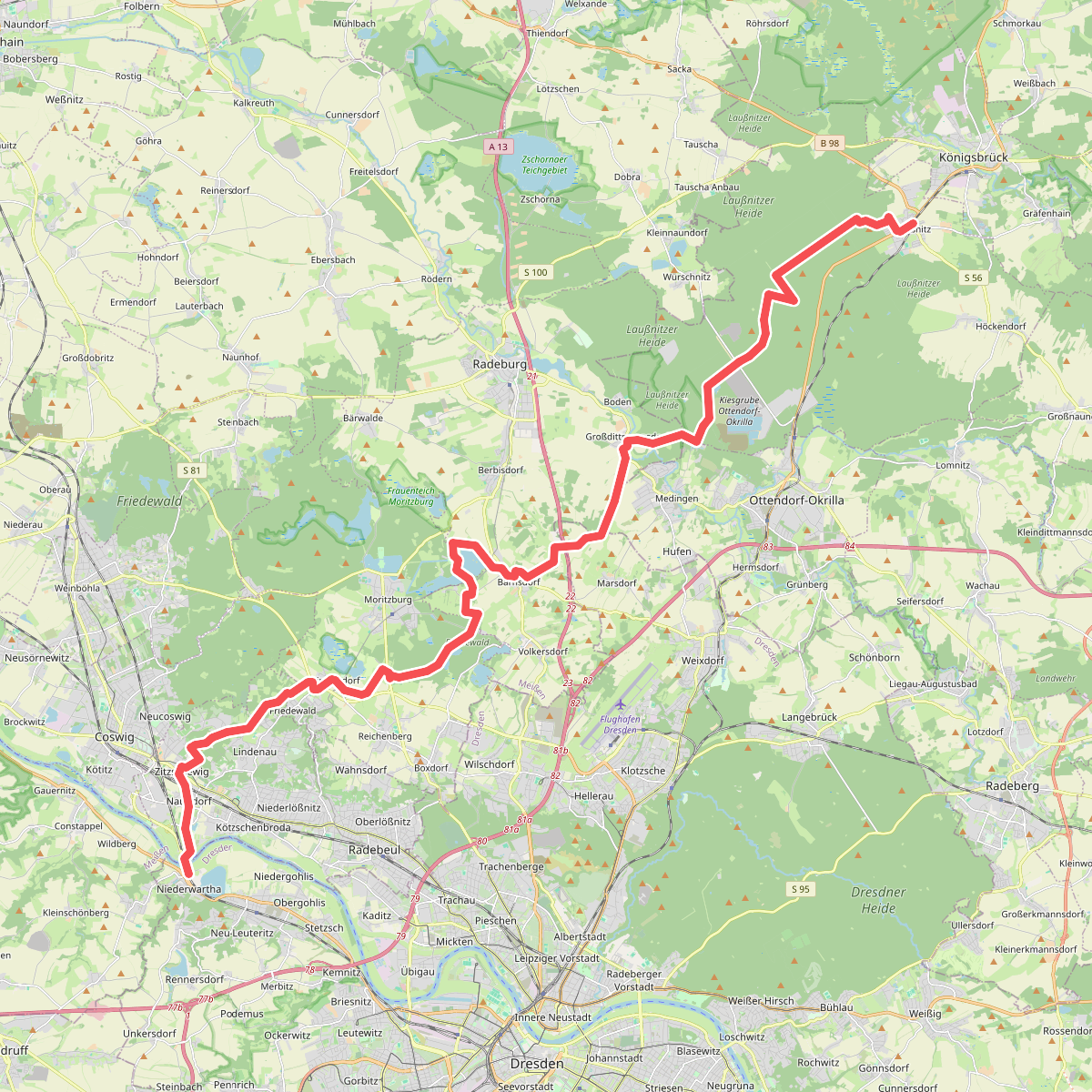 Lößnitz - Laußnitz (roter Strich)