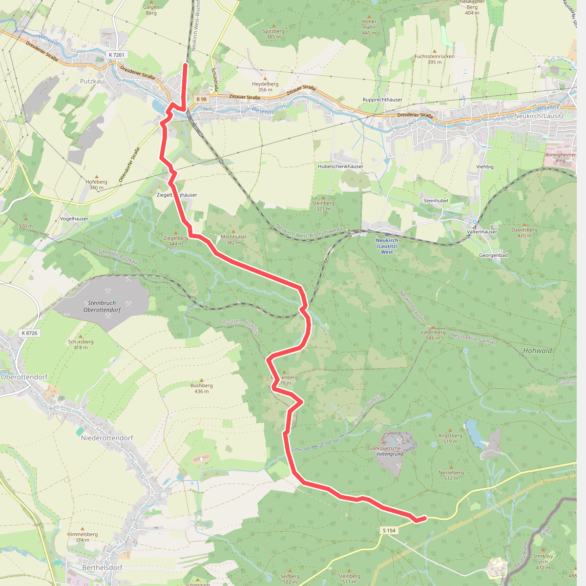 Hohwaldschenke - Putzkau (gelber Strich)