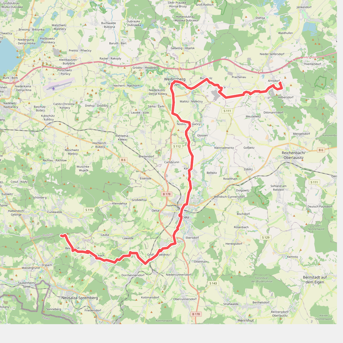 Bieleboh - Weißenberg - Arnsdorf (grüner Strich)