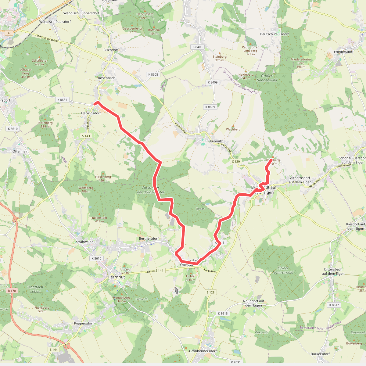 Steinbachtal - Wendisch Paulsdorf (gelber Strich)