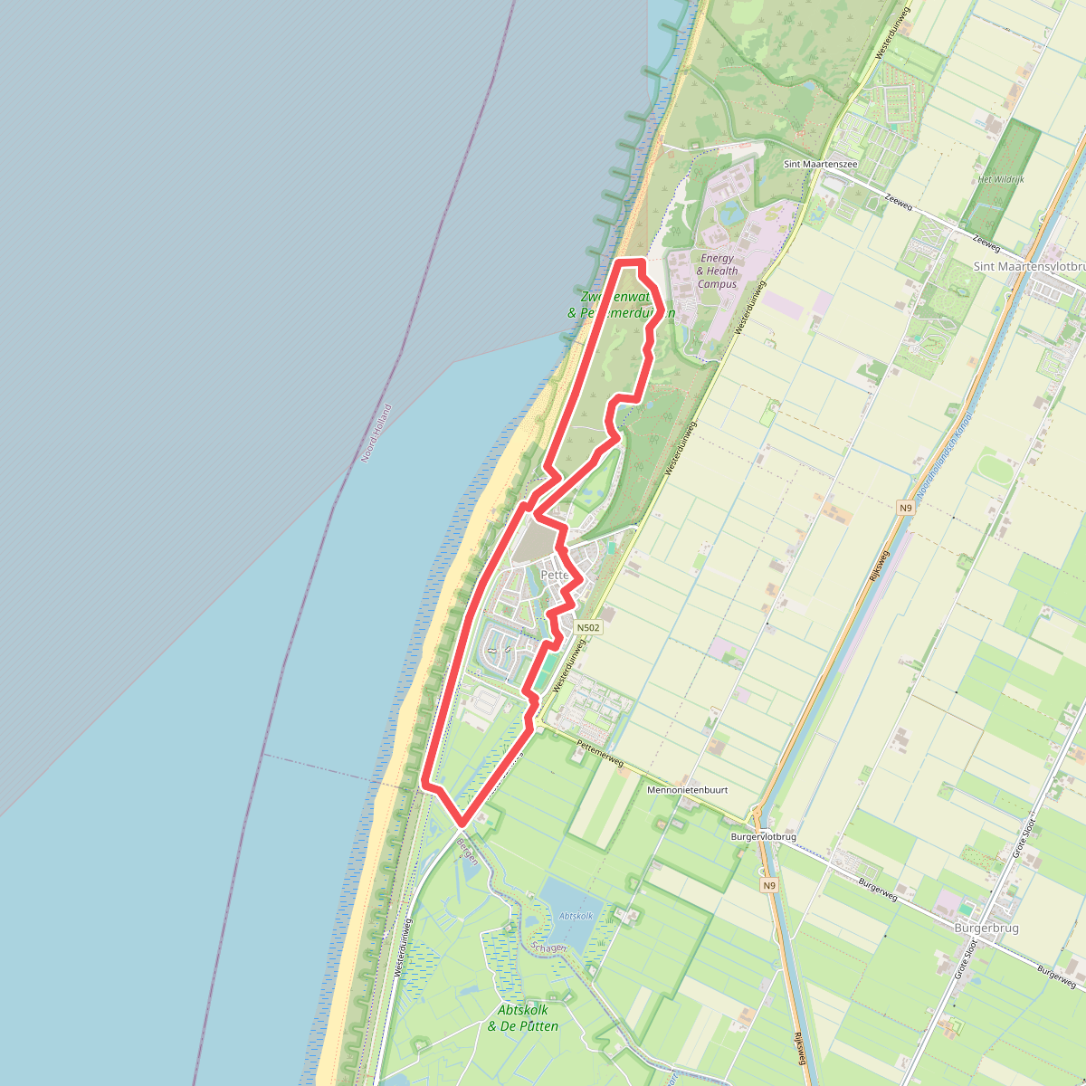 Zand tegen Zee route