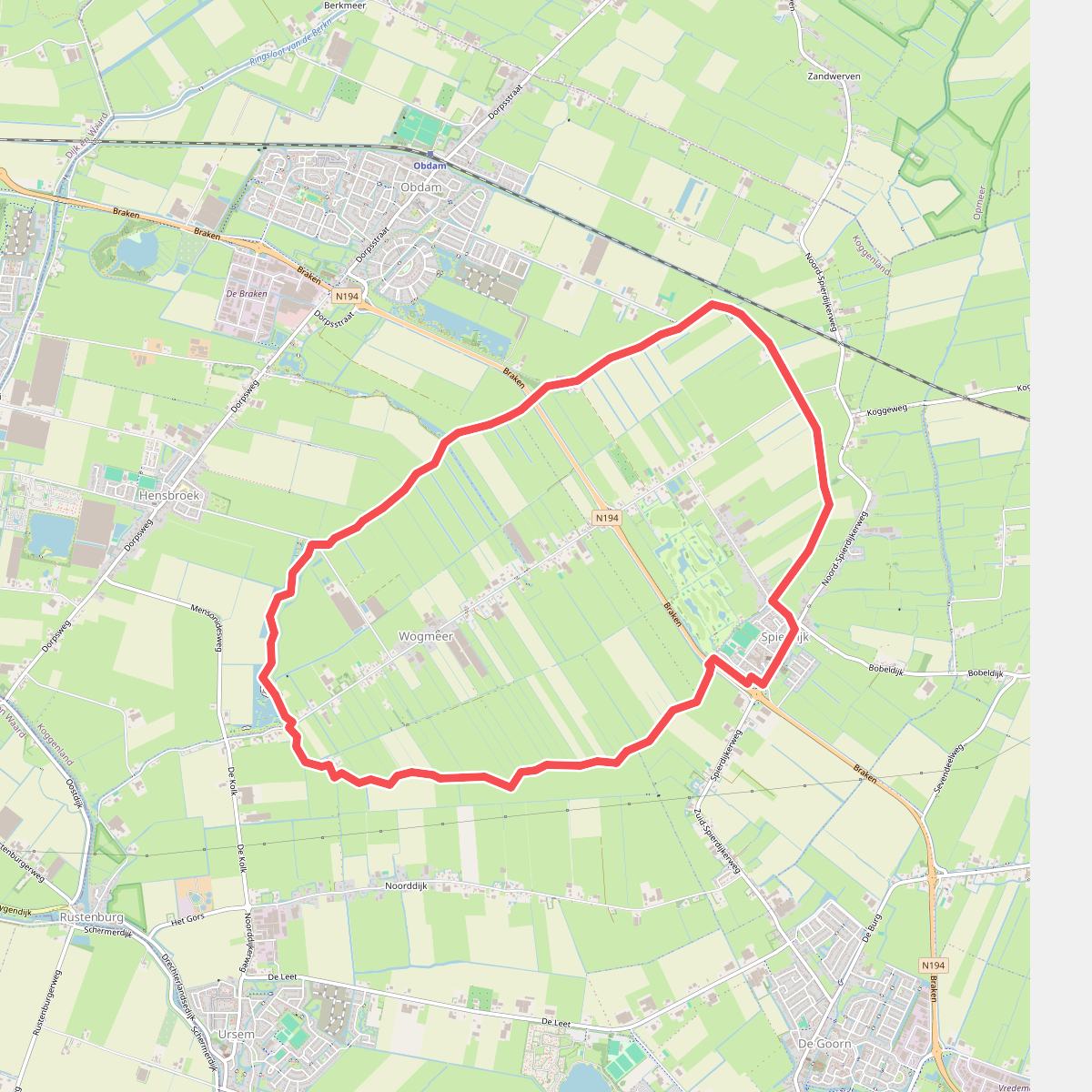 Wogmeerroute (groen) let op, overstapjes niet in optimale staat, worden 2023/2024 vernieuwd.