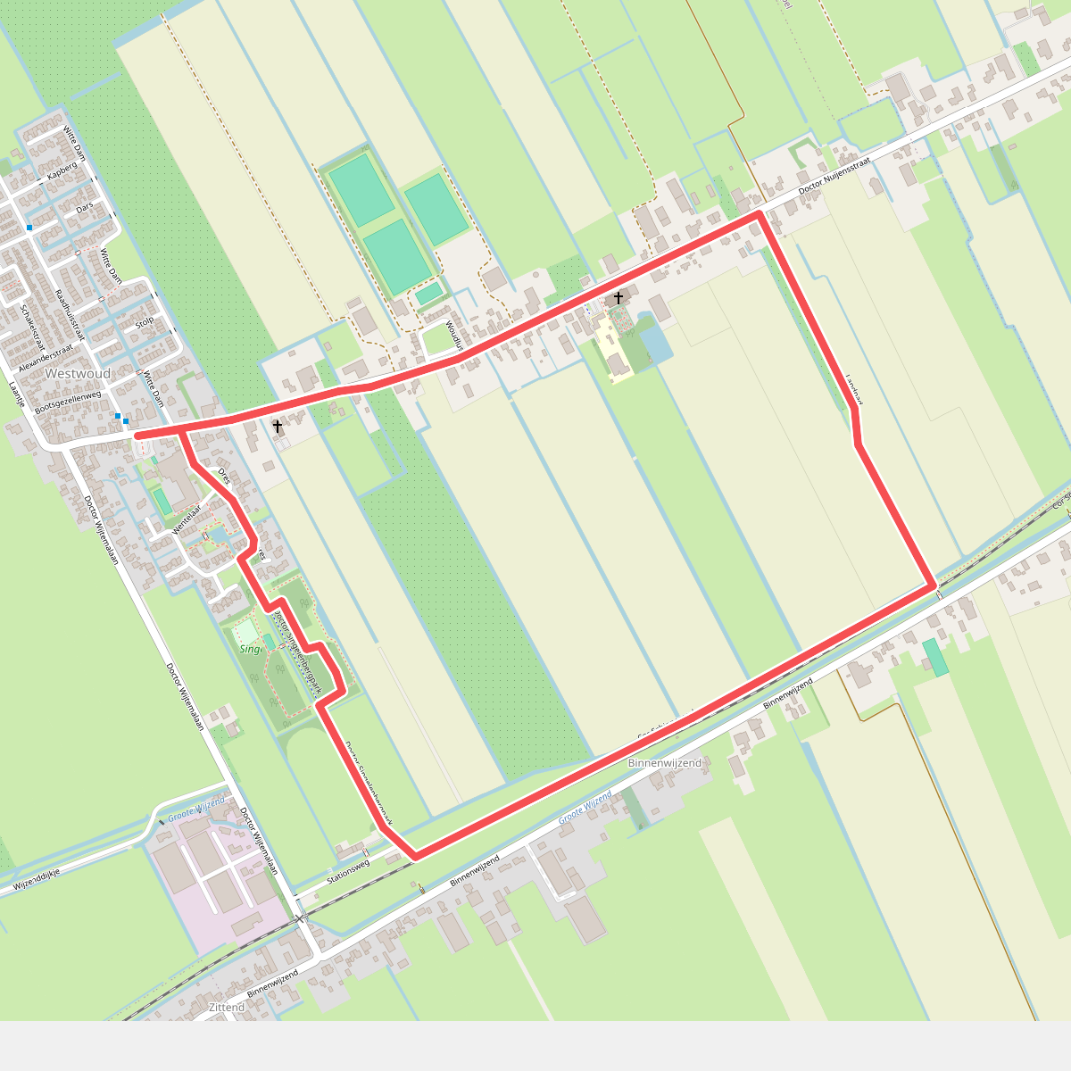 Landpadroute (oranje)