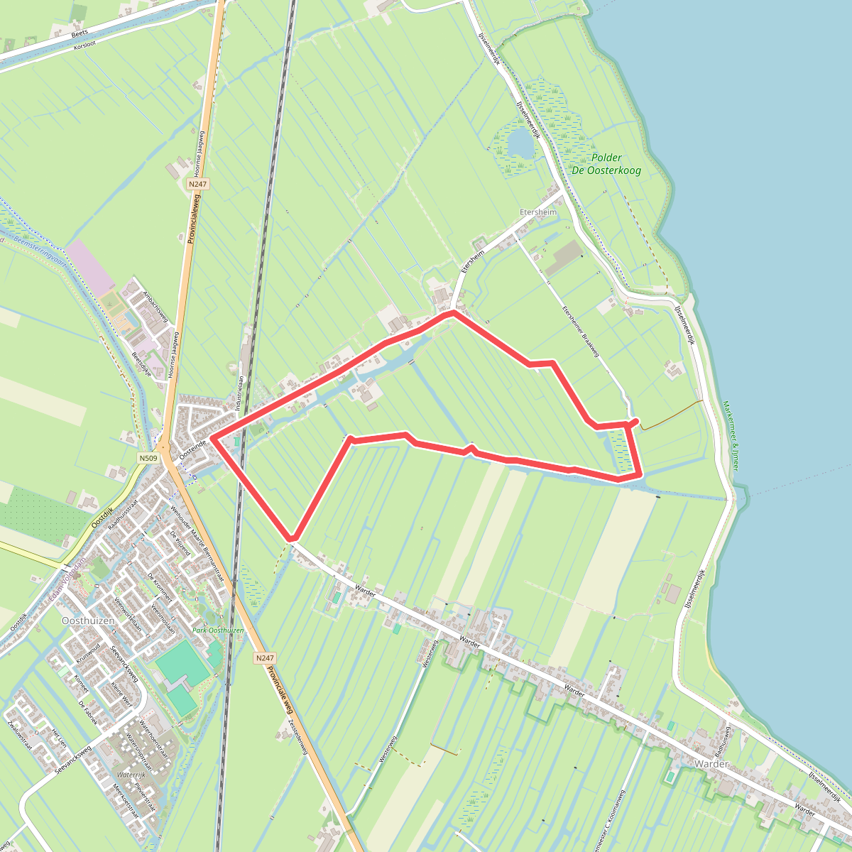 Pontjesroute (paars) vanaf startpunt Etersheim