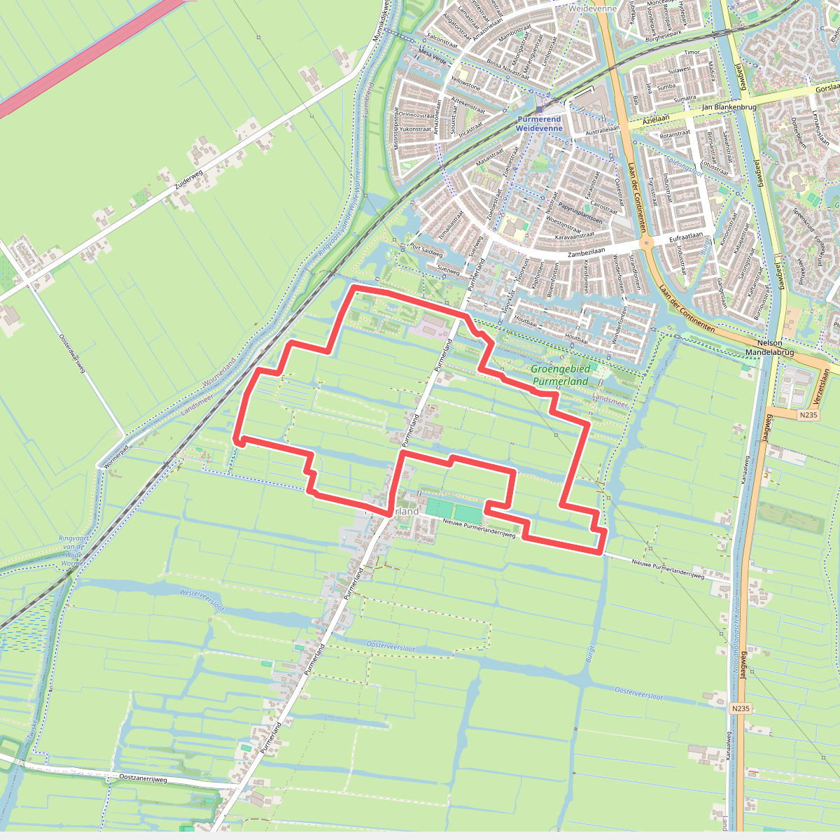 Weidevenneroute (rood)