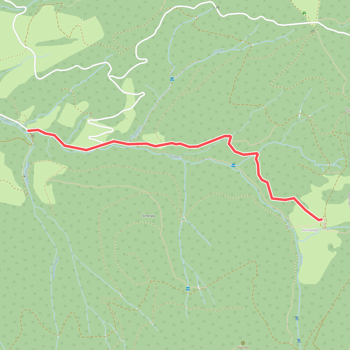 Schönalp Hütte - Hürtal Hütte