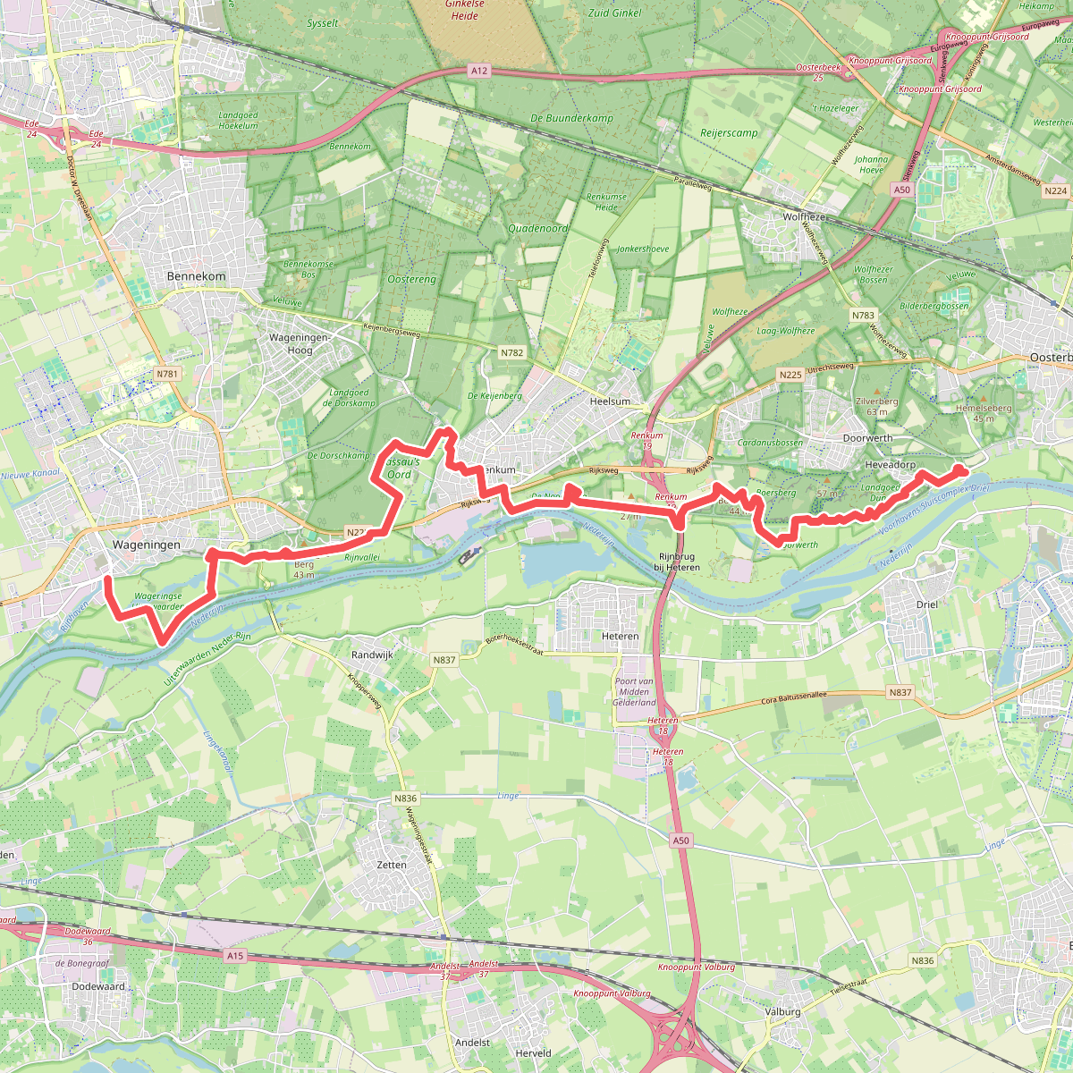 Wageningen, haven - Heveadorp, Westerbouwing · Romeinse Limespad etappe 13