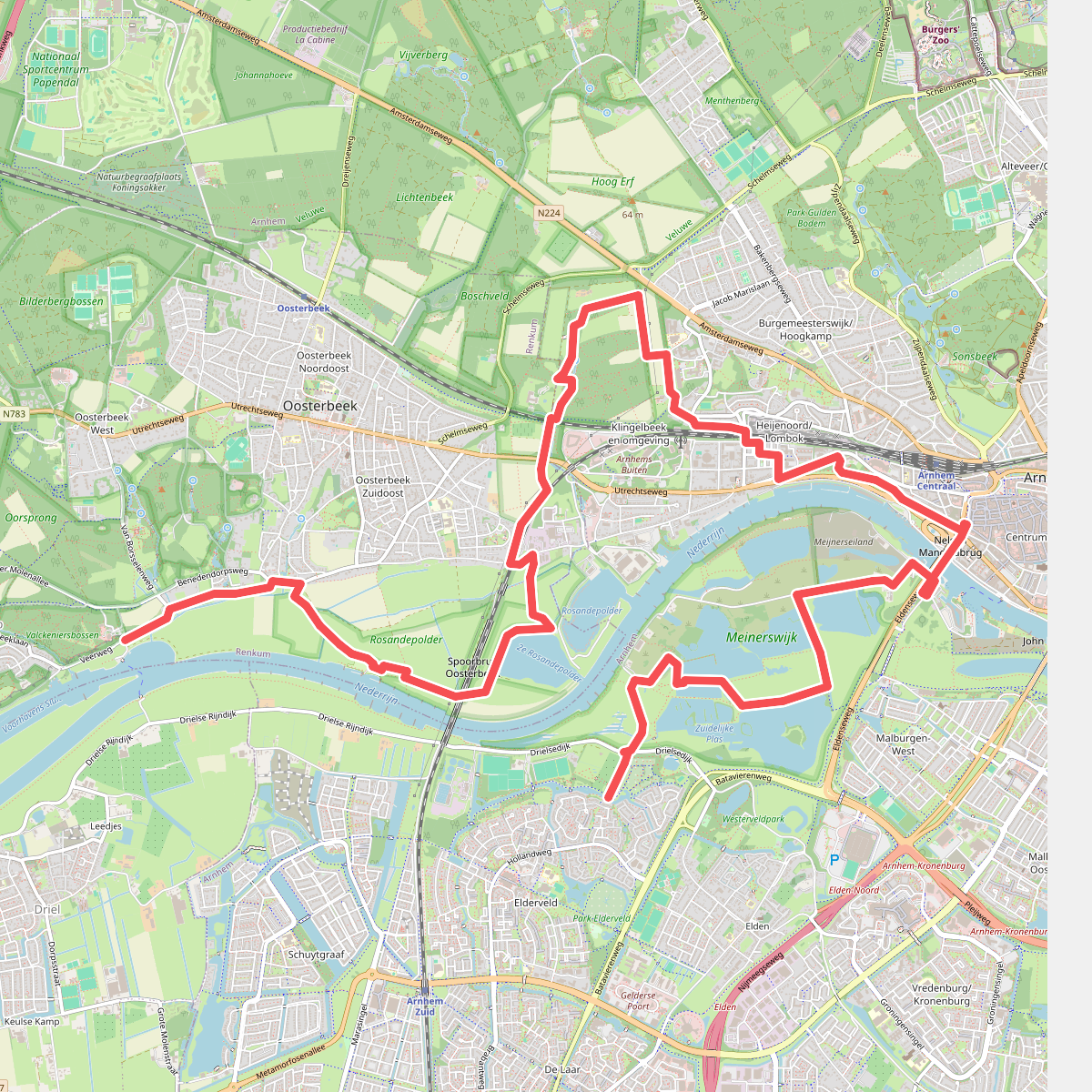 Heveadorp, Westerbouwing - Arnhem, Meinerswijk · Romeinse Limespad etappe 14