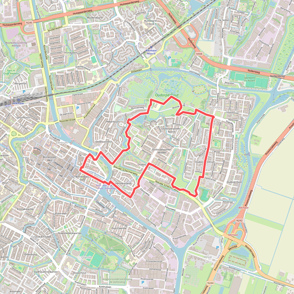 Blauwe route vanaf startpunt Oudorp