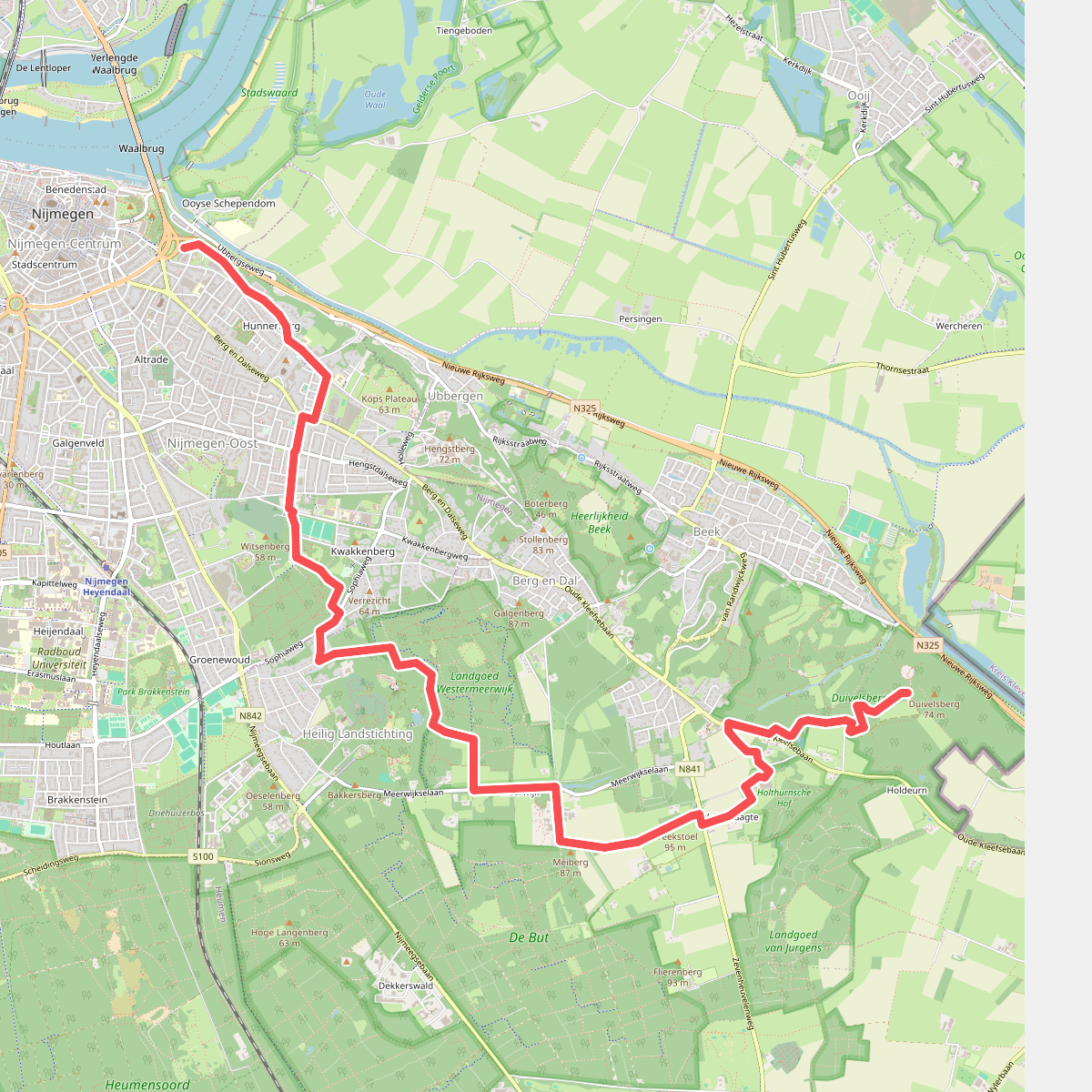 Nijmegen, Traianusplein - Duivelsberg, Berg en Dal · Romeinse Limespad etappe 17