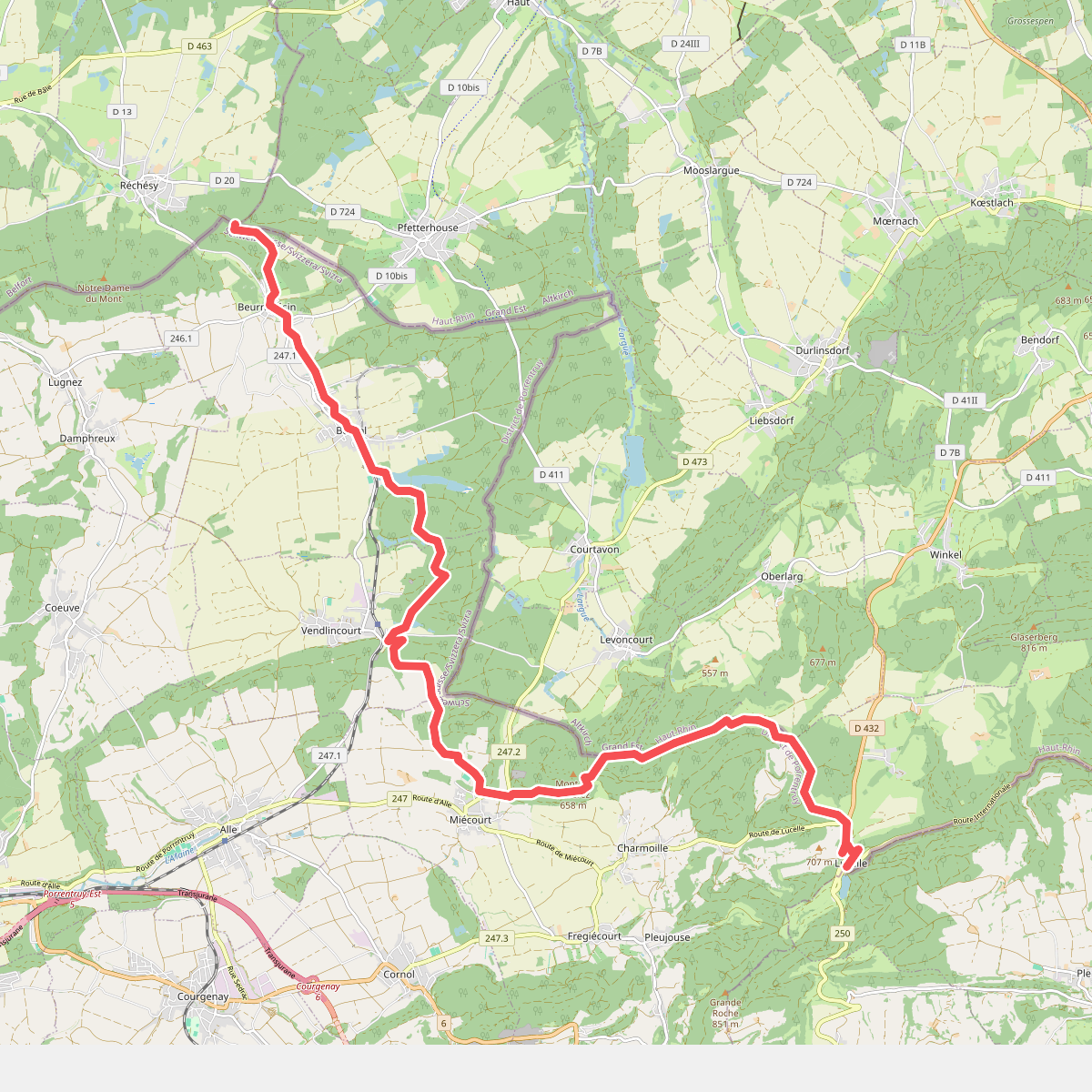 Chemin Jurassien vers Compostelle Lucelle - Réchésy par l'Ajoie