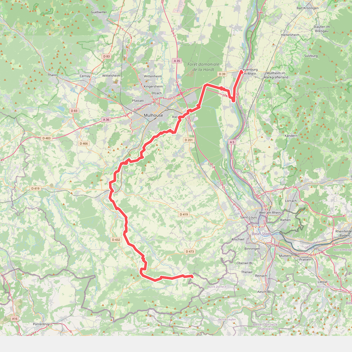 Sentier interregio - Wanderweg - Losange rouge