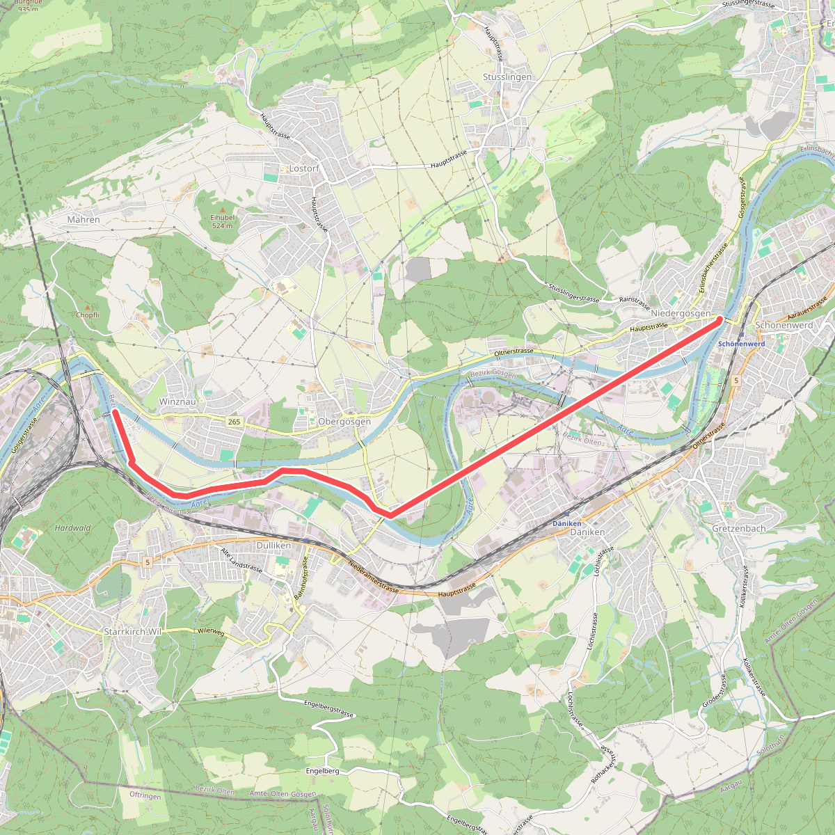 Winznau Stauwehr - Ob. Gösgen Schachen