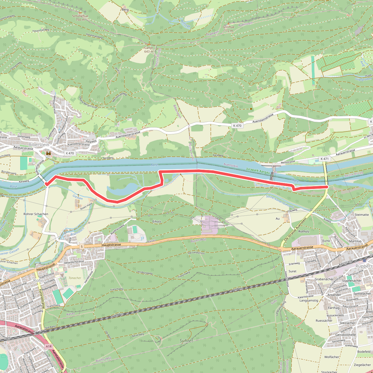 Brücke Auenstein - Brücke Biberstein