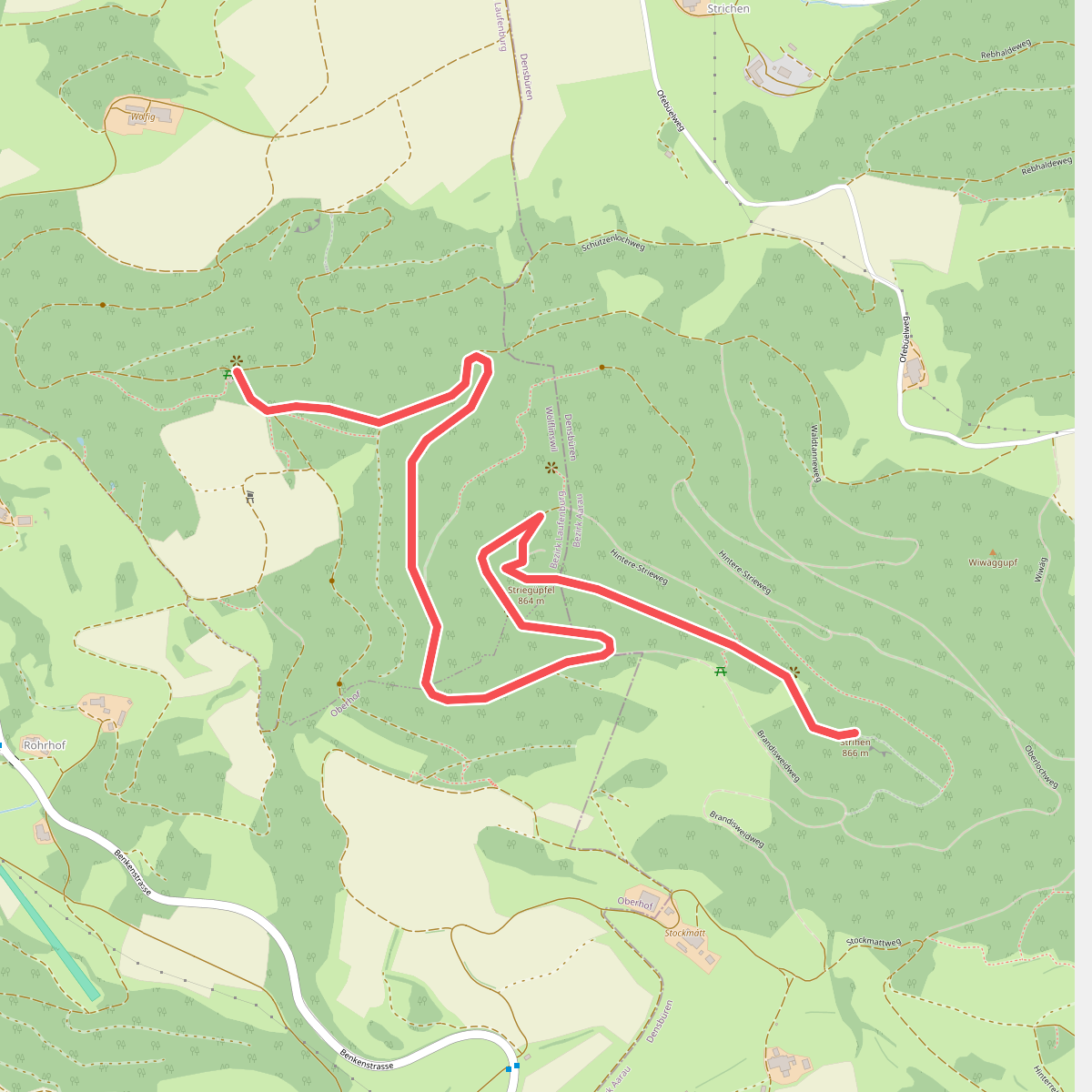 Waldhaus Wölflinswil - Strihen - Pt. 866.7 m