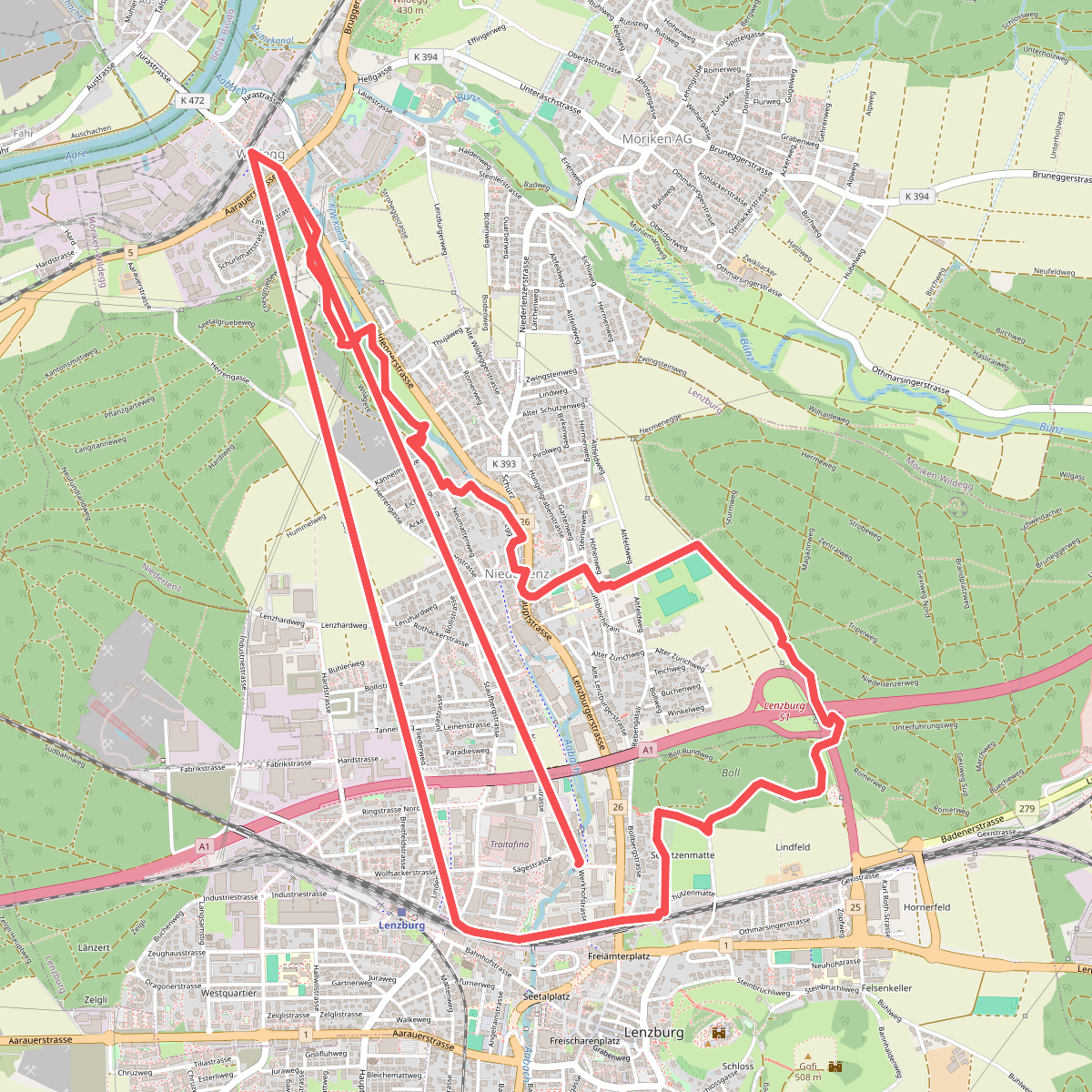 Lenzburg - Niederlenz - Wildegg
