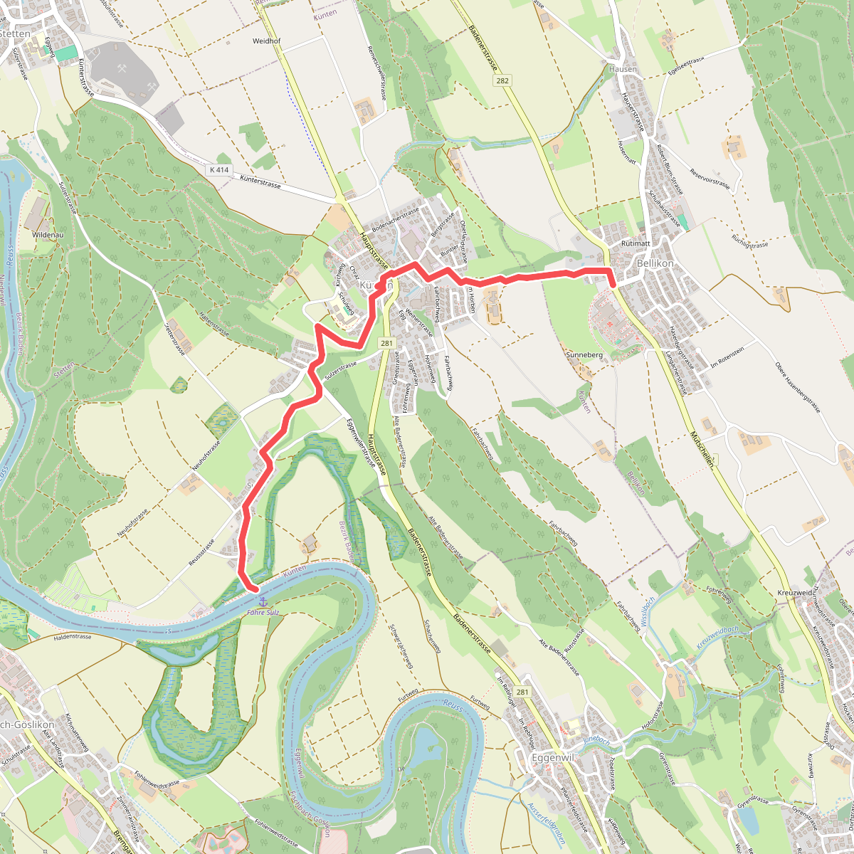 Bellikon - Künten - Fähre Sulz