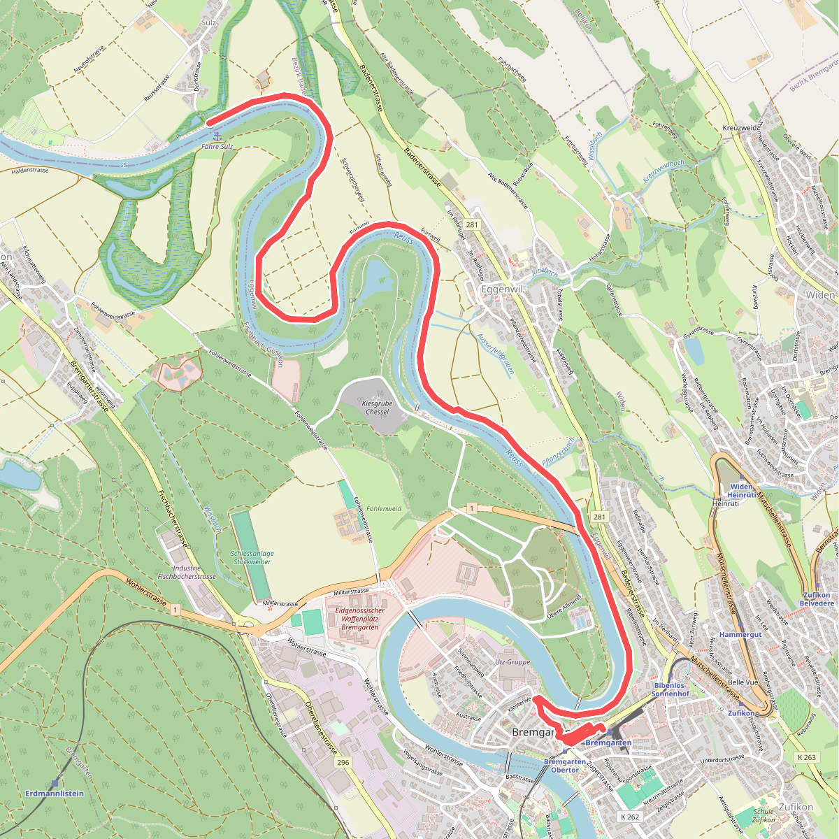 Sulz Fähre - Bremgarten