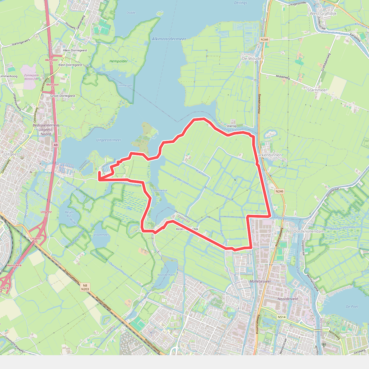 Krommenieër-Woudpolderroute (rood)