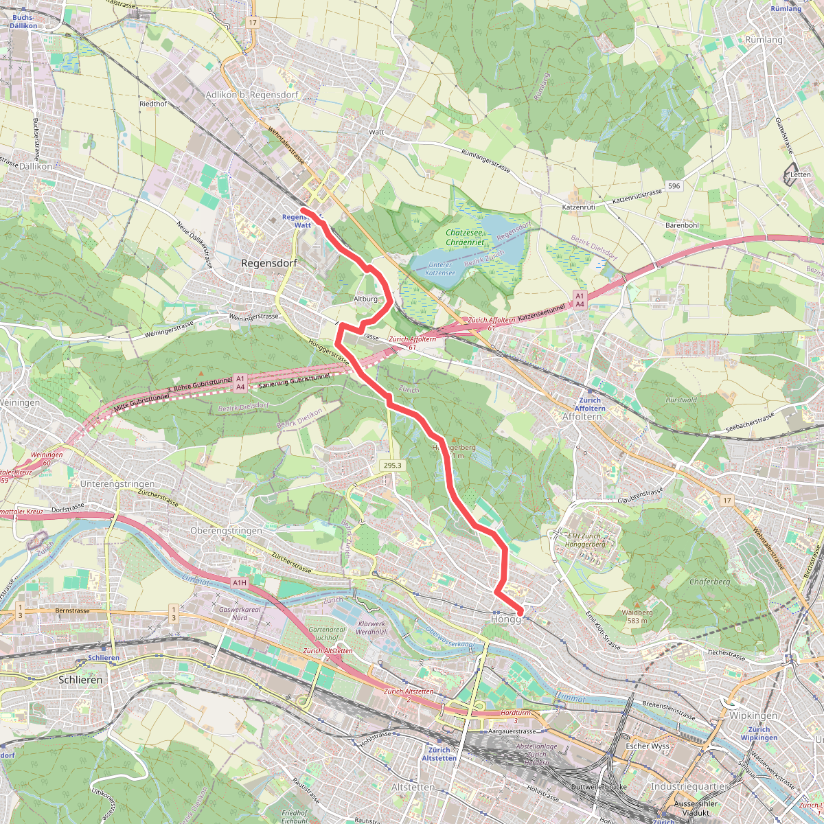 Regensdorf Bahnhof - Höngg