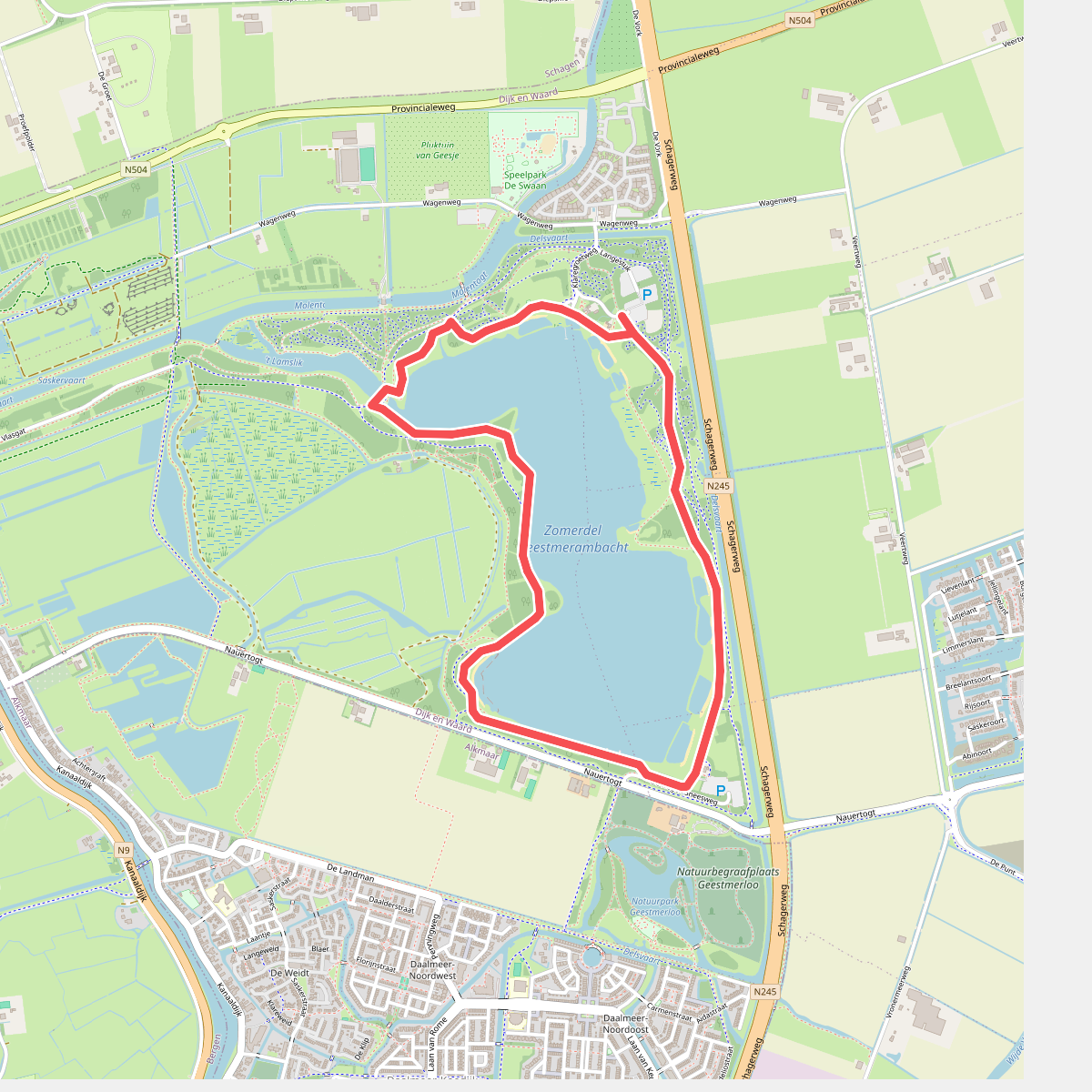 Rode route vanaf startpunt Klaregroetweg