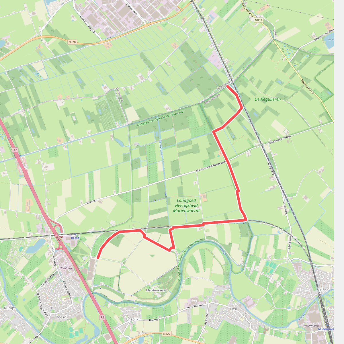 Station Beesd - Zeedijk (Station Culemborg) · Betuwepad etappe 4