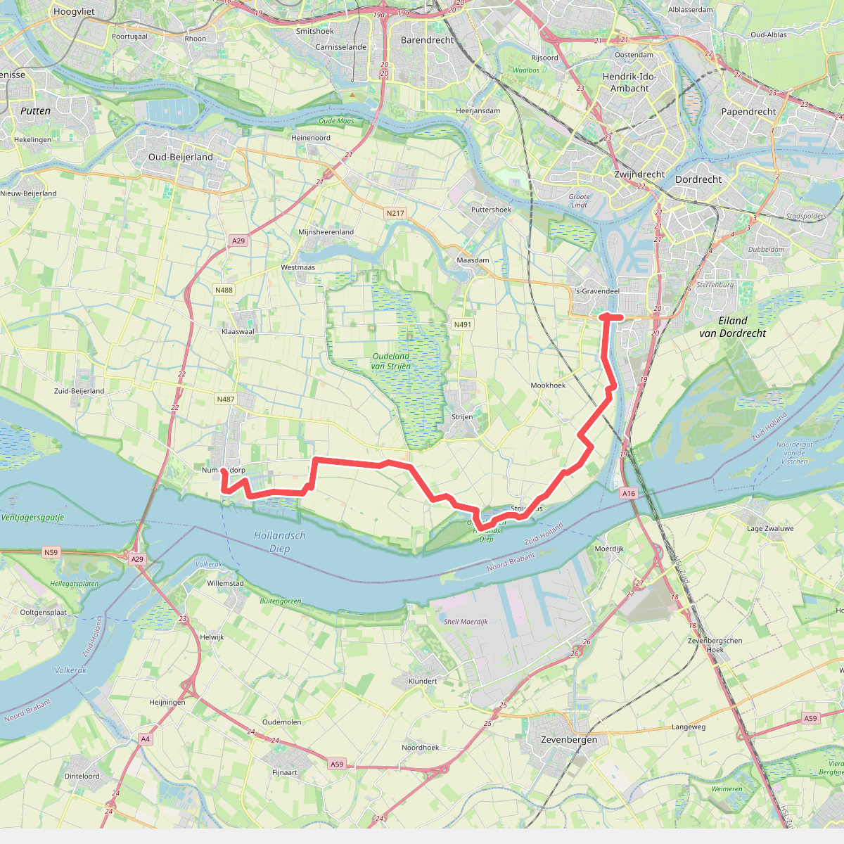 Dordrecht (Kiltunnel) - Numansdorp · Floris V-pad etappe 10