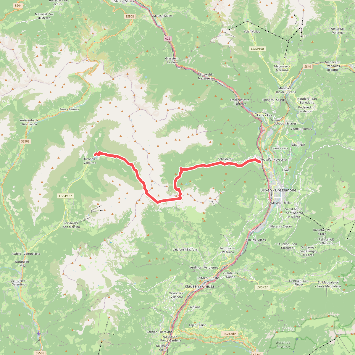 AVS 5 - Vahrn - Bad Schalders - Lorenzischarte - Fortschellscharte - Durnholz