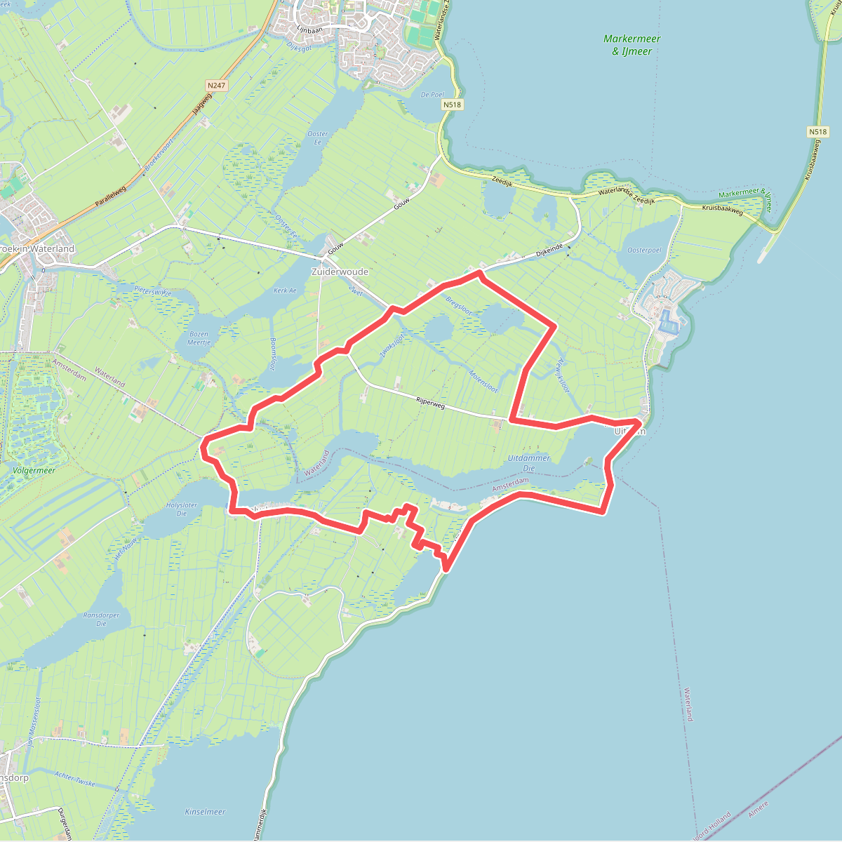 Uitdamroute (paars)