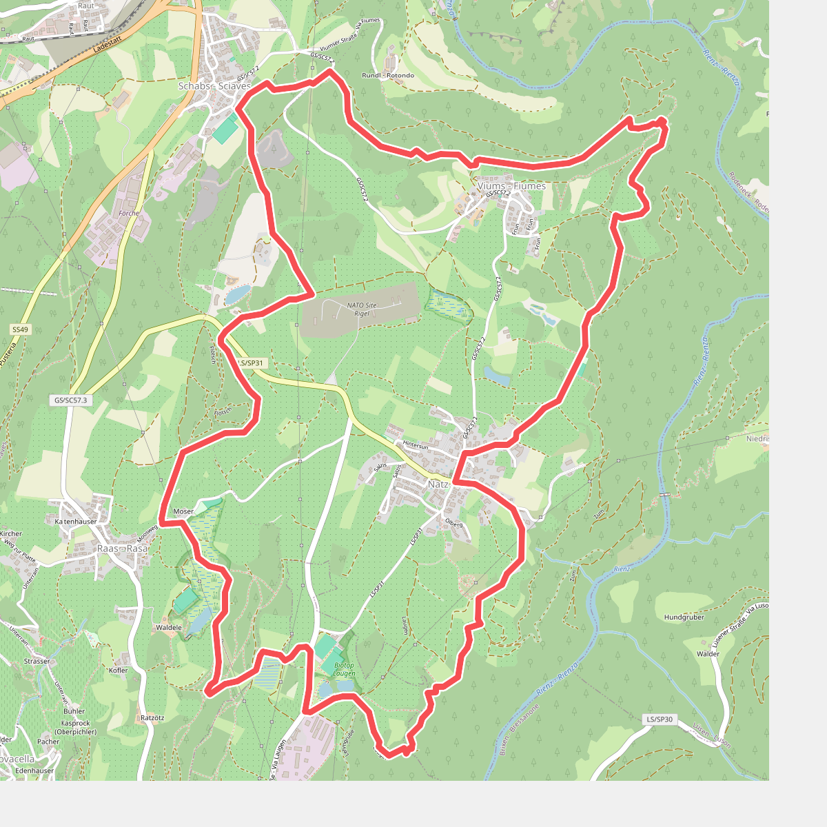 Dörferrunde (Natz => Raas => Schabs => Viums)