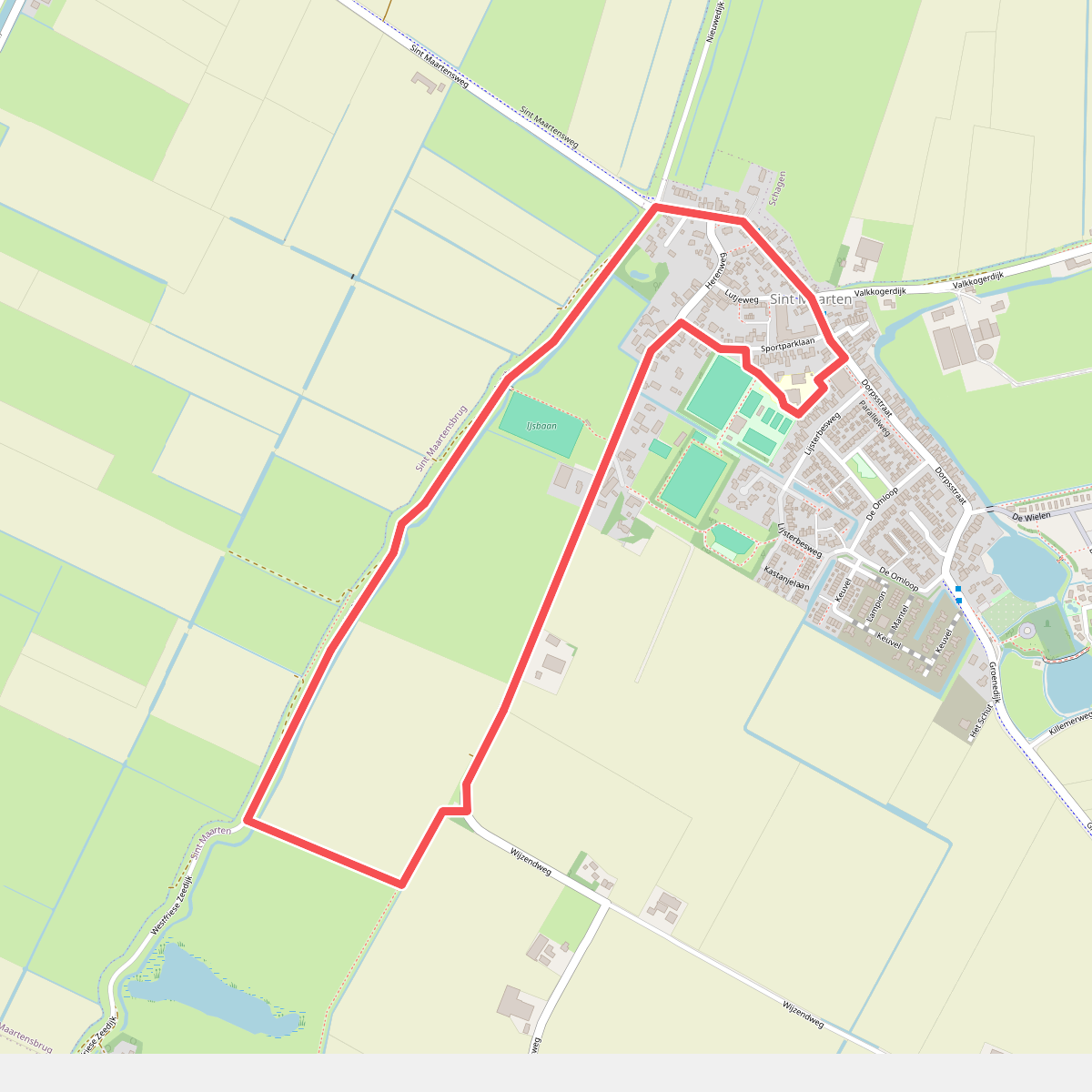 Blauwe route vanaf startpunt Sint Maarten