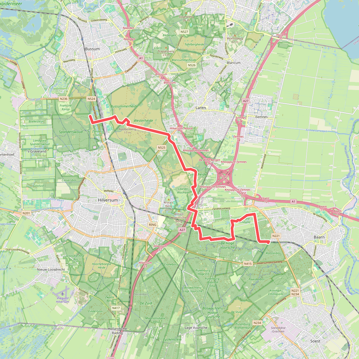 Bussum - Baarn · Trekvogelpad etappe 9