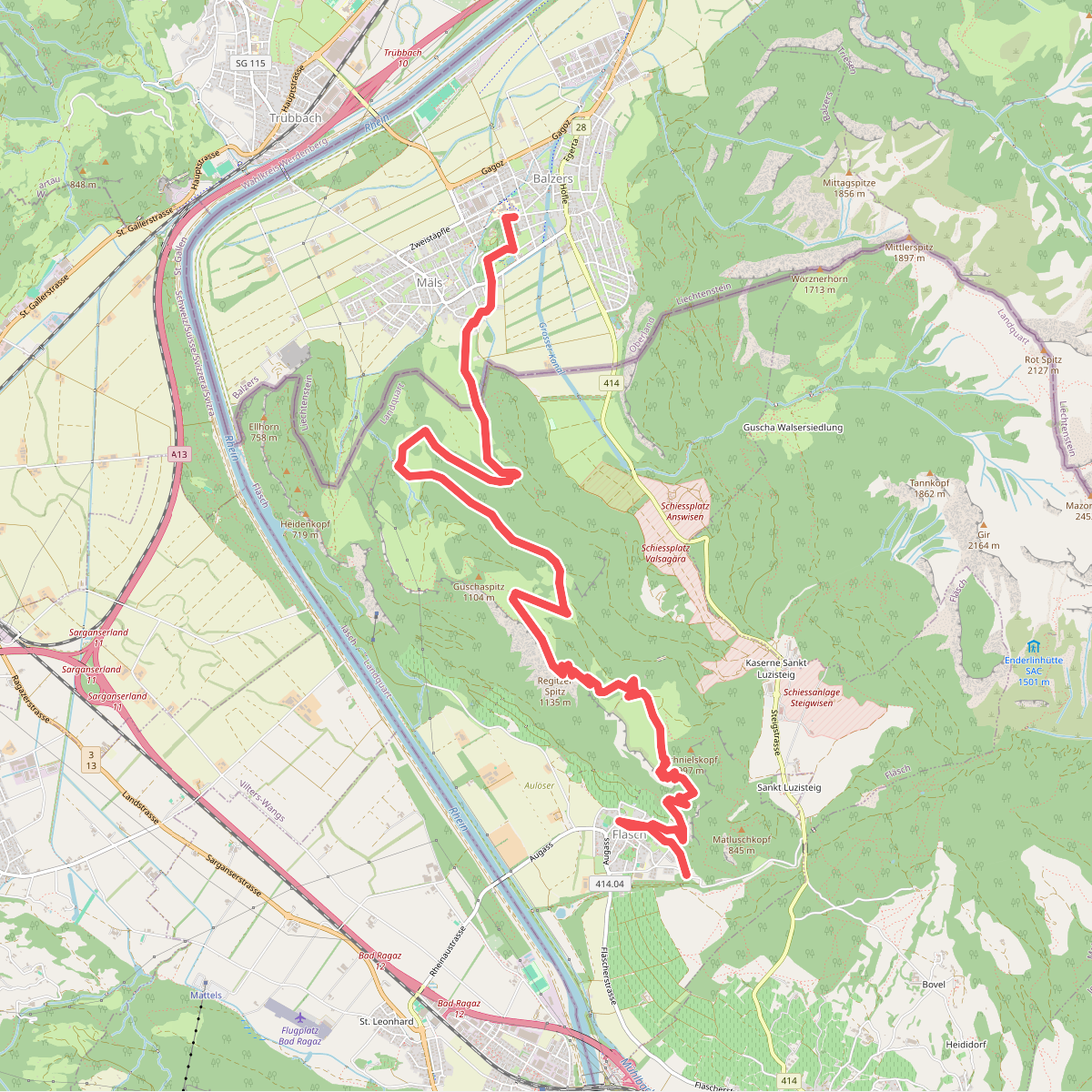 Balzers - Regitzer Spitz (CH) - Flaesch (CH)