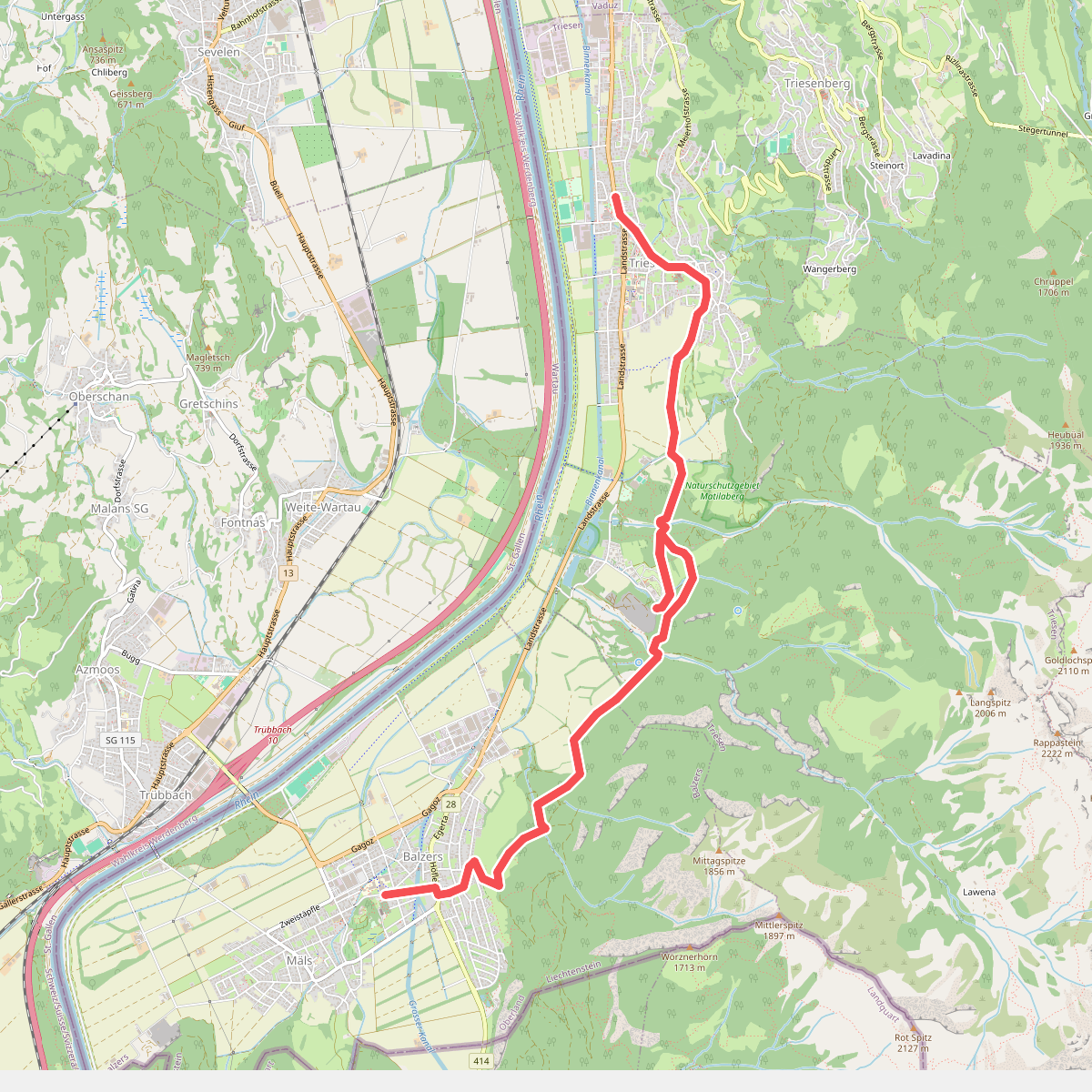 Balzers - Wilda Bongert - Lindaplatz - Triesen Post