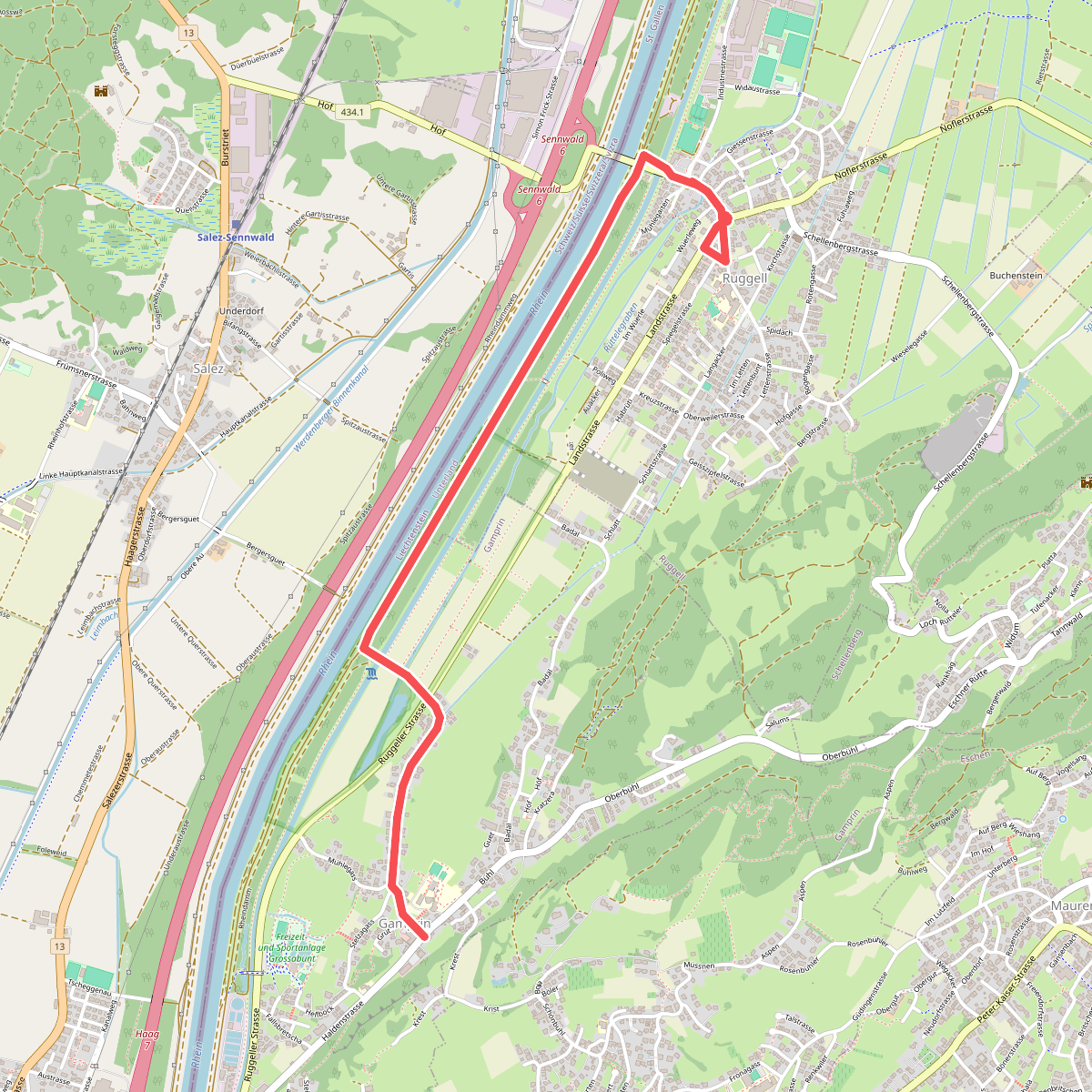 Gamprin - Ruggeller Rheindamm - Ruggel
