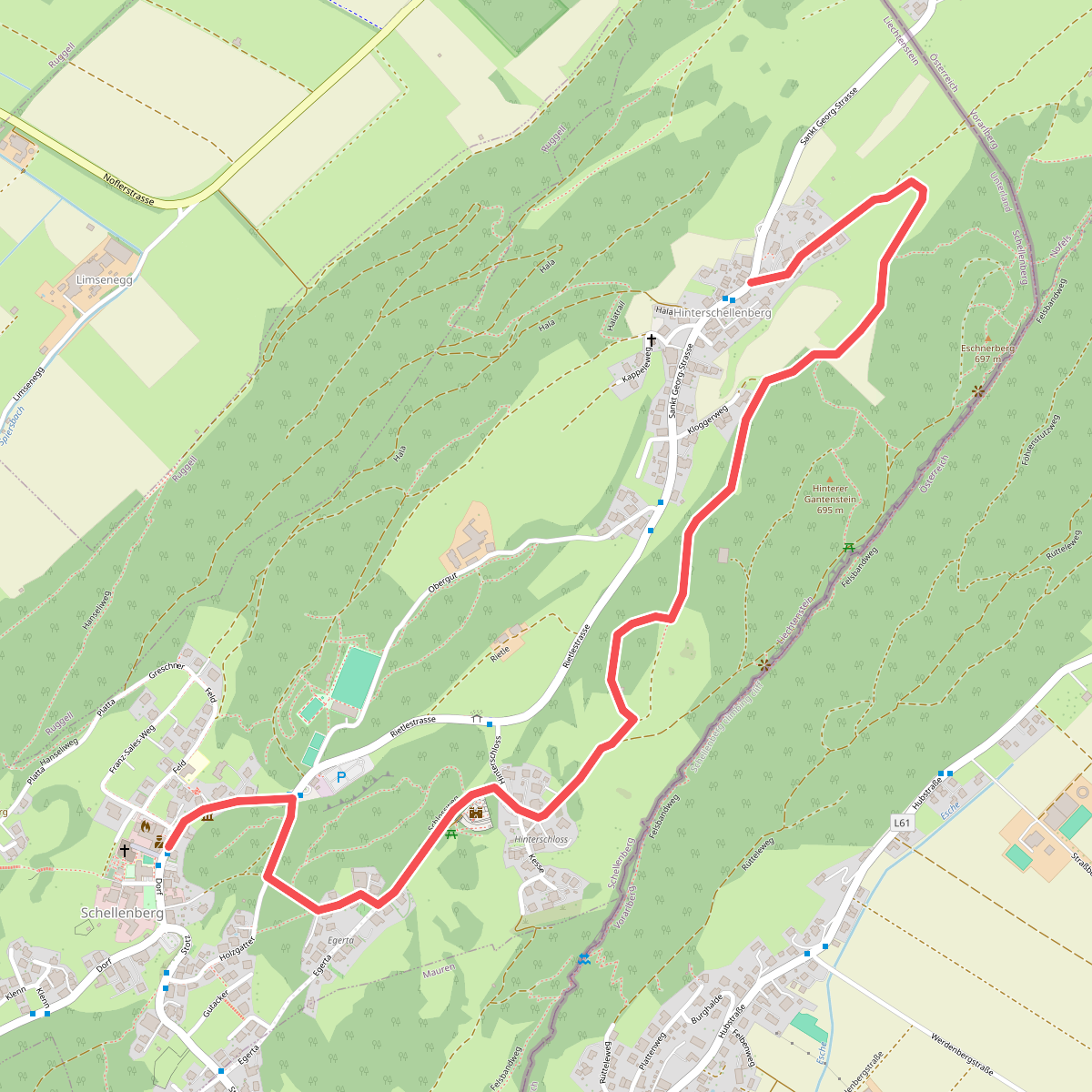 Hinterer Schellenberg - Gantenstein - Mittlerer Schellenberg
