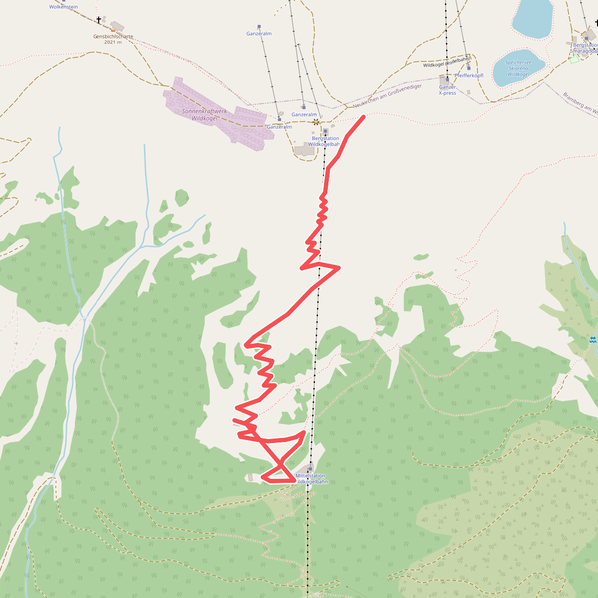 Panoramaweg Wildkogelbahn Bergstation-Mittelstation