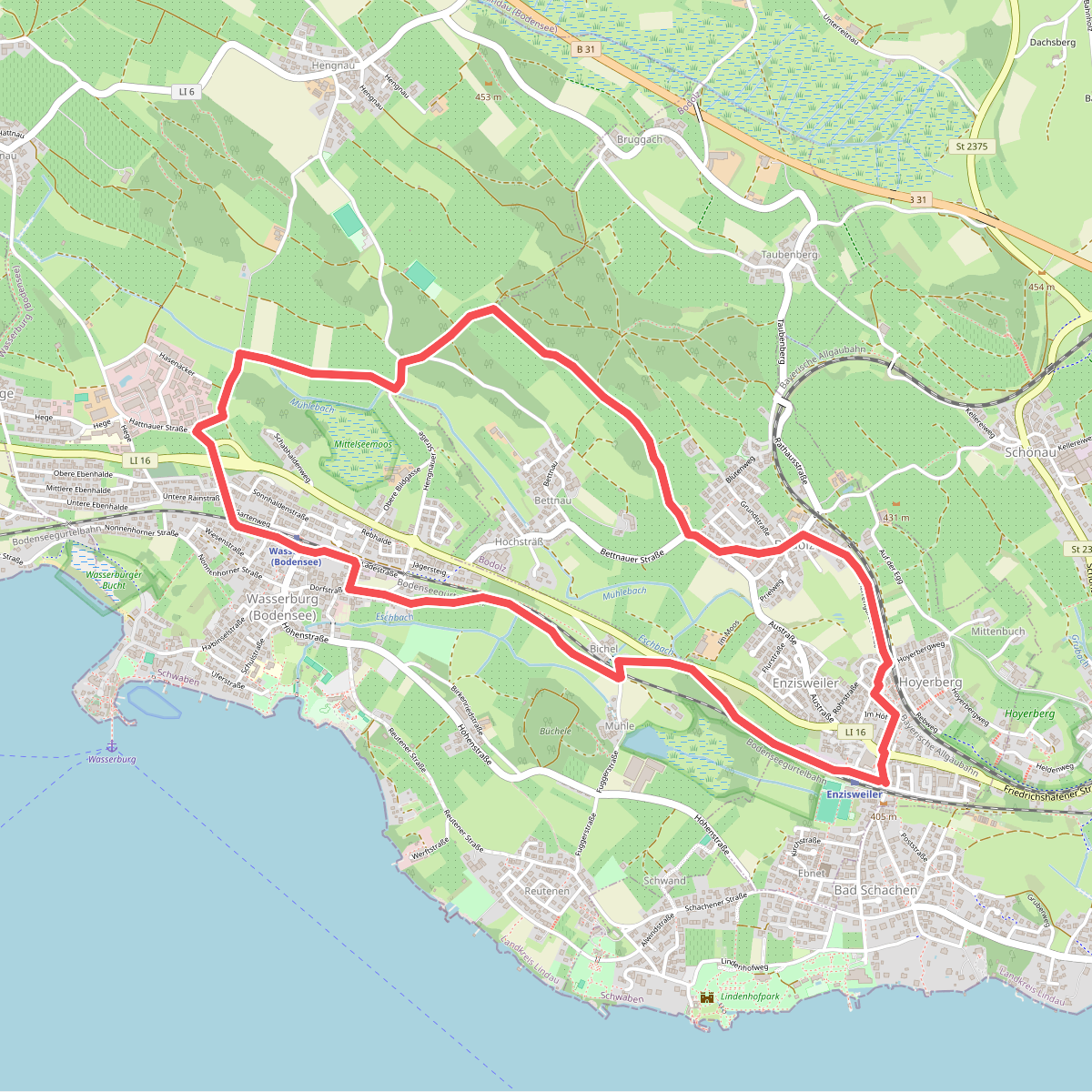Nordic-Walking Bayerischer Bodensee Bodolz R13 : Enzisweiler Runde