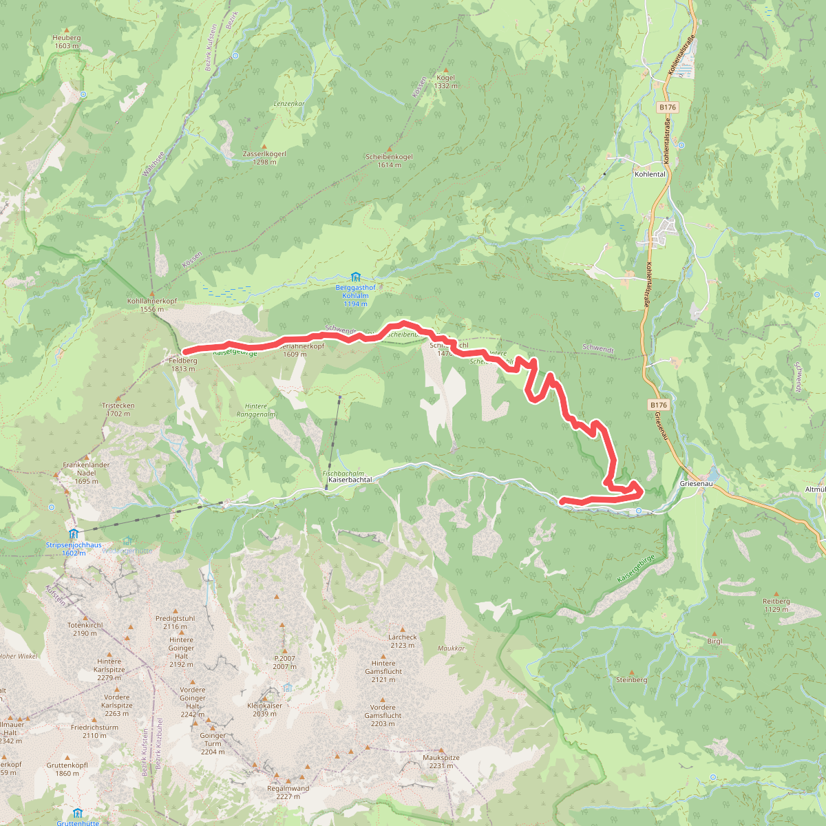 Wanderweg 20 - Feldberg/Scheibenbichlalm/Kaisertal