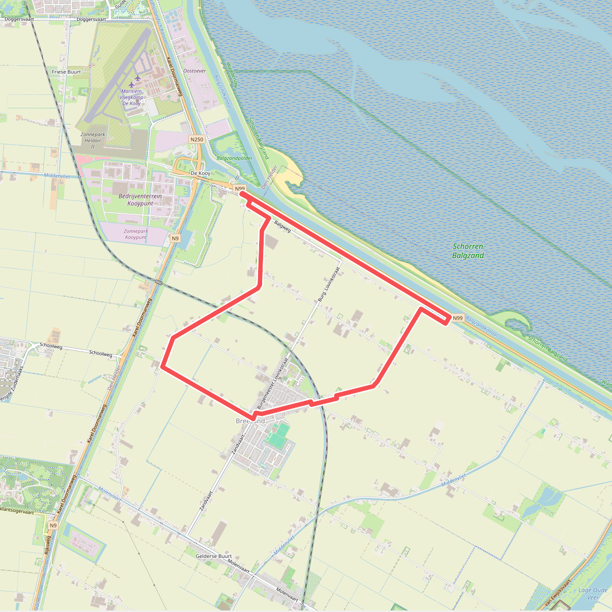 Balgkanaalroute (rood)