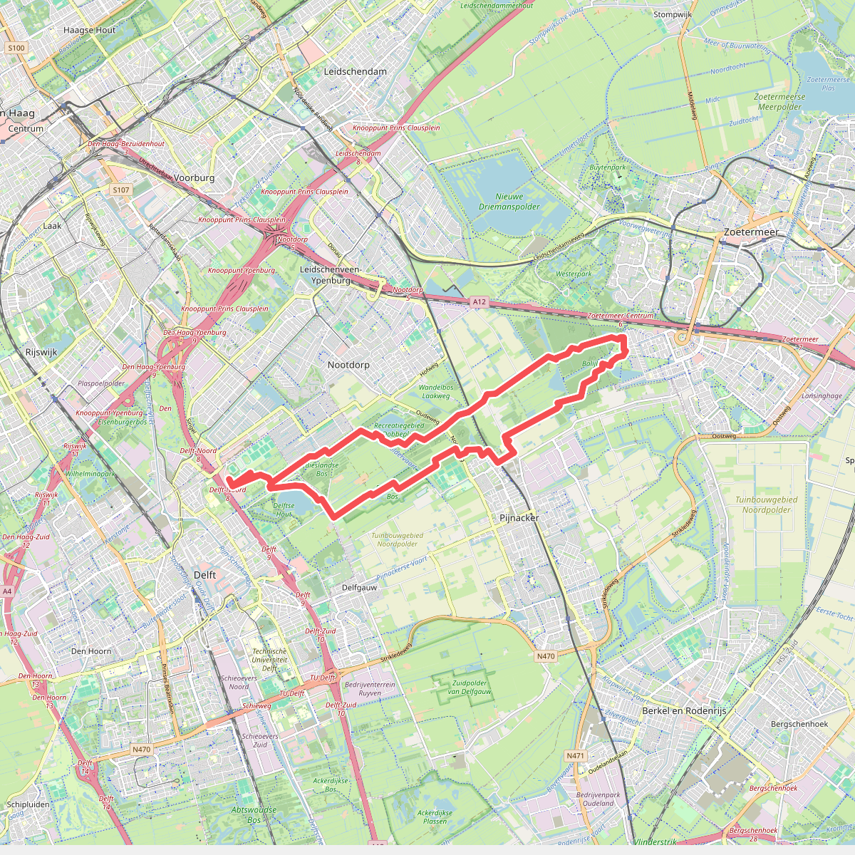 Rondje Balijbos, Bieslandse bos, Dobbe plas, Delftse hout