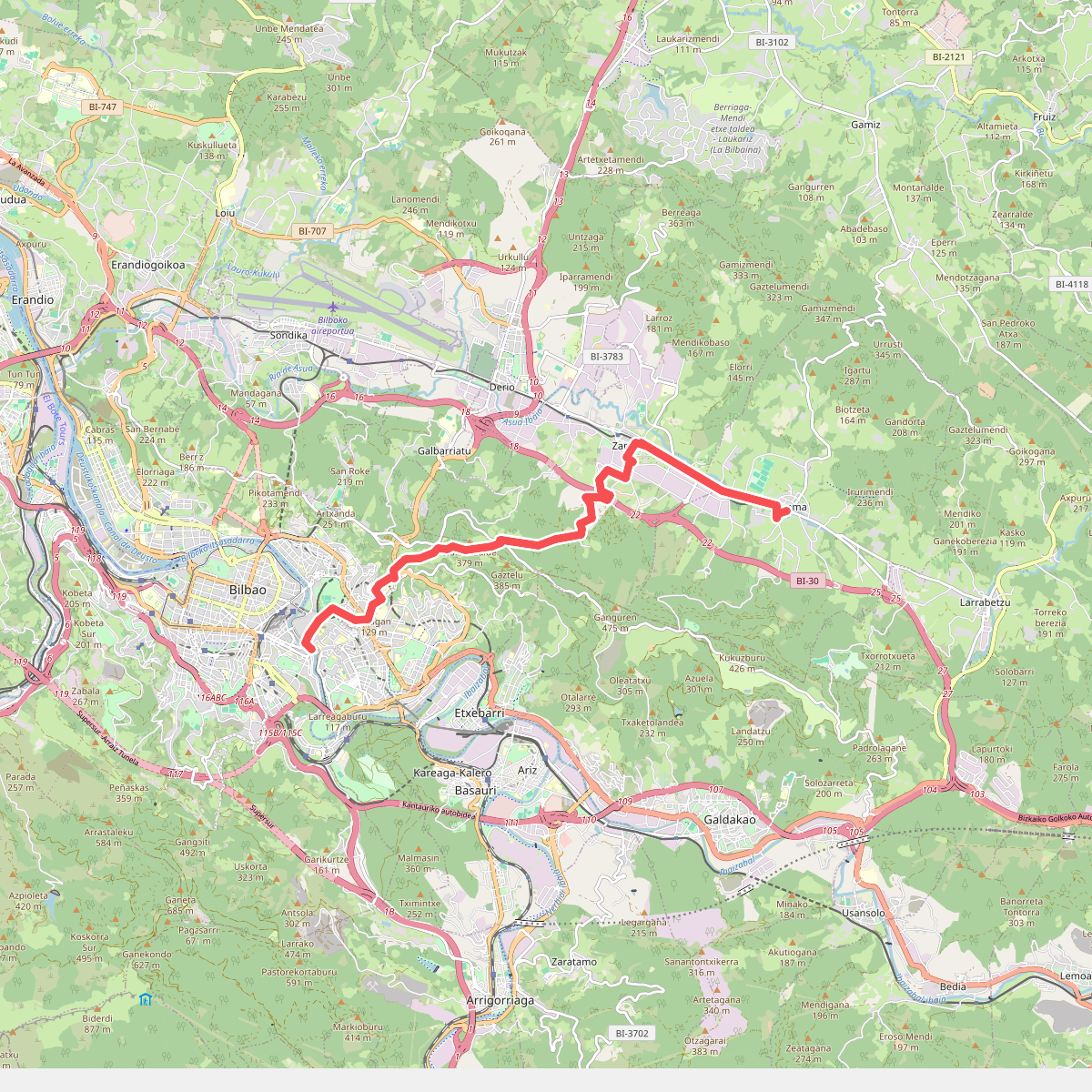 Camino del Norte: etappe 7 Lezama - Bilbao